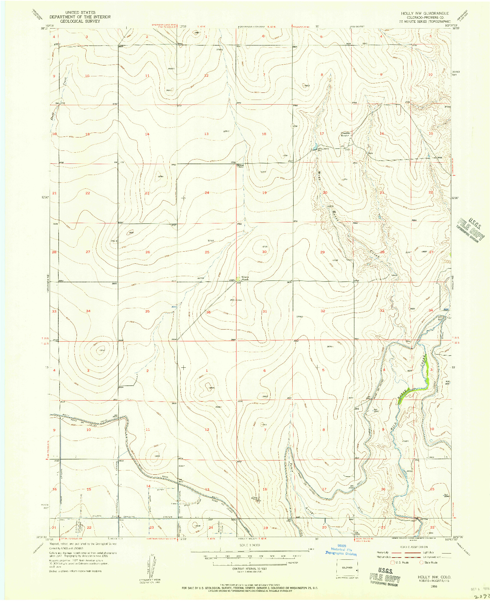 USGS 1:24000-SCALE QUADRANGLE FOR HOLLY NW, CO 1955