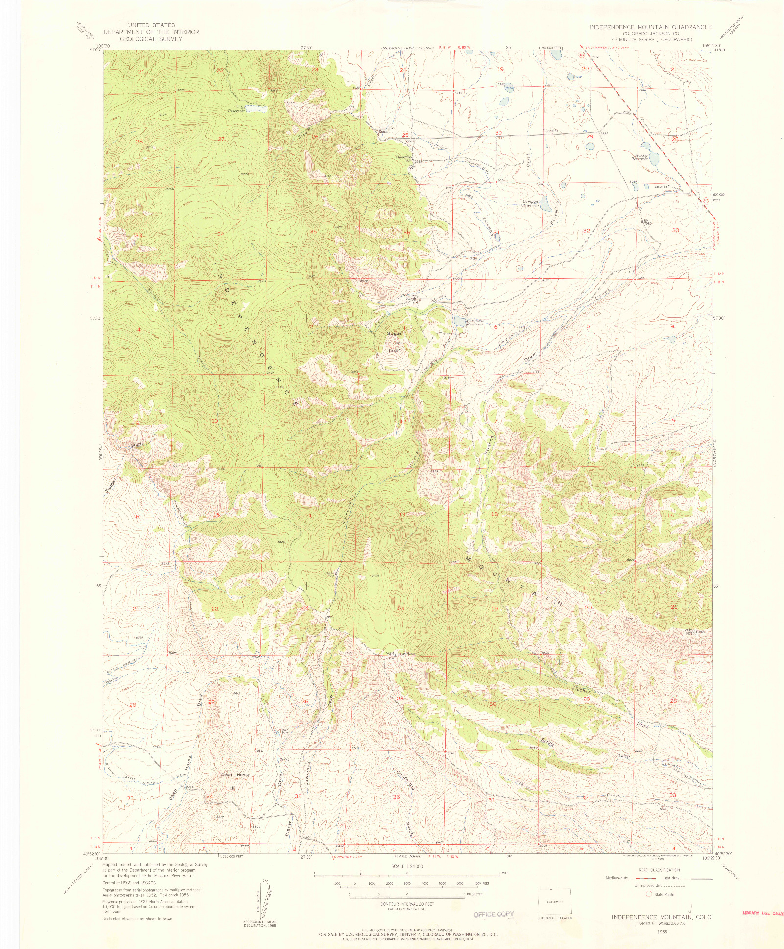 USGS 1:24000-SCALE QUADRANGLE FOR INDEPENDENCE MOUNTAIN, CO 1955