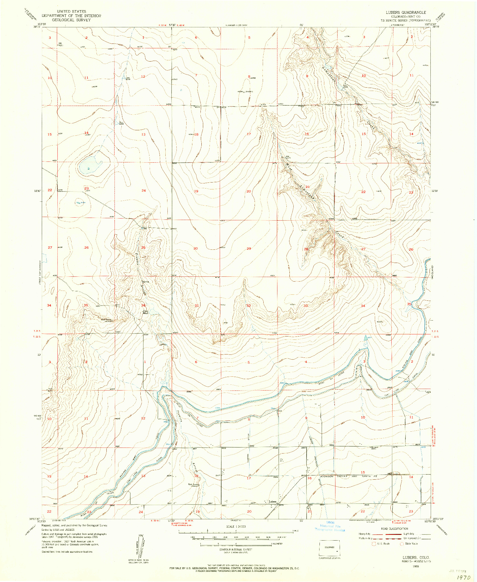 USGS 1:24000-SCALE QUADRANGLE FOR LUBERS, CO 1955