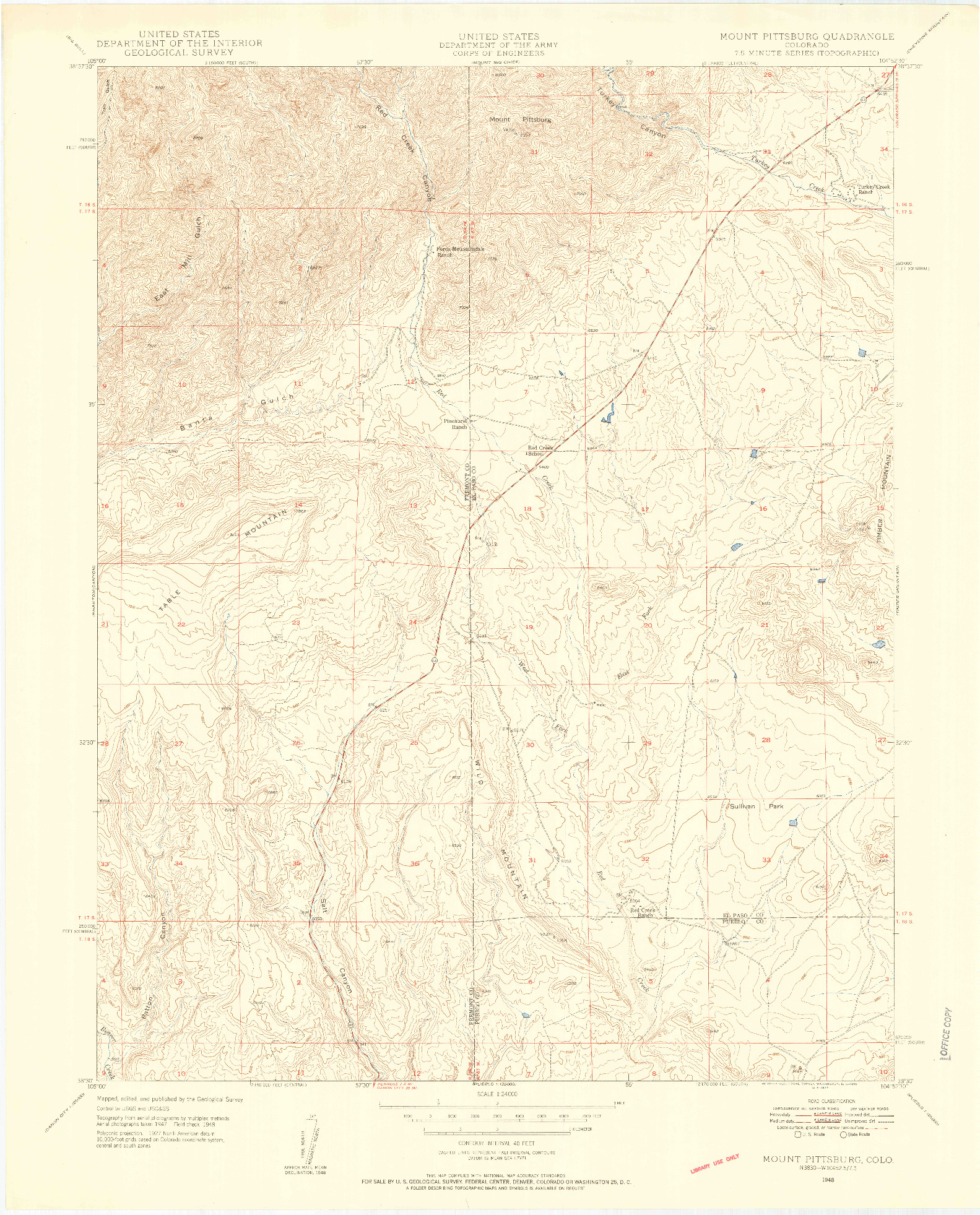 USGS 1:24000-SCALE QUADRANGLE FOR MOUNT PITTSBURG, CO 1948