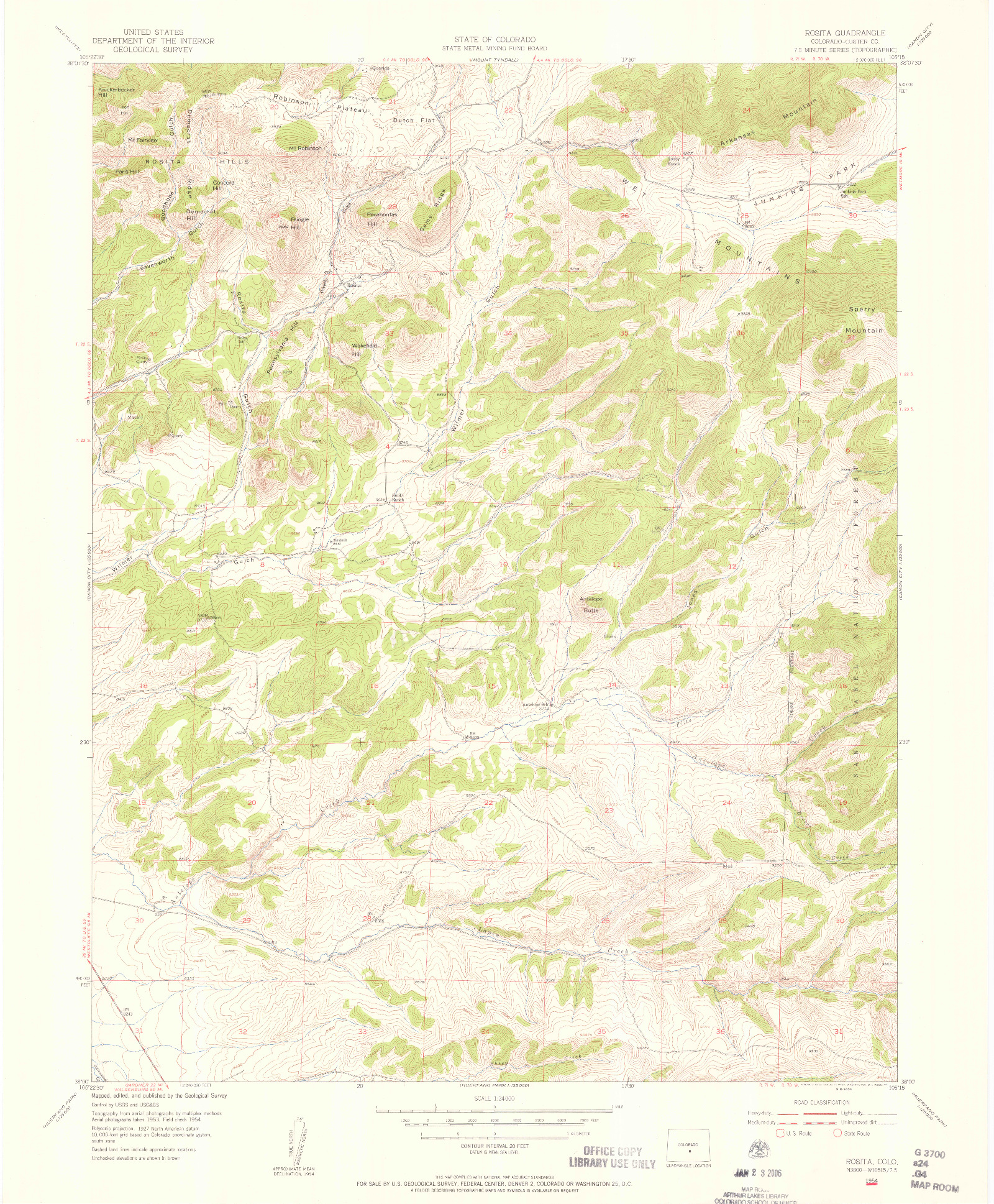 USGS 1:24000-SCALE QUADRANGLE FOR ROSITA, CO 1954