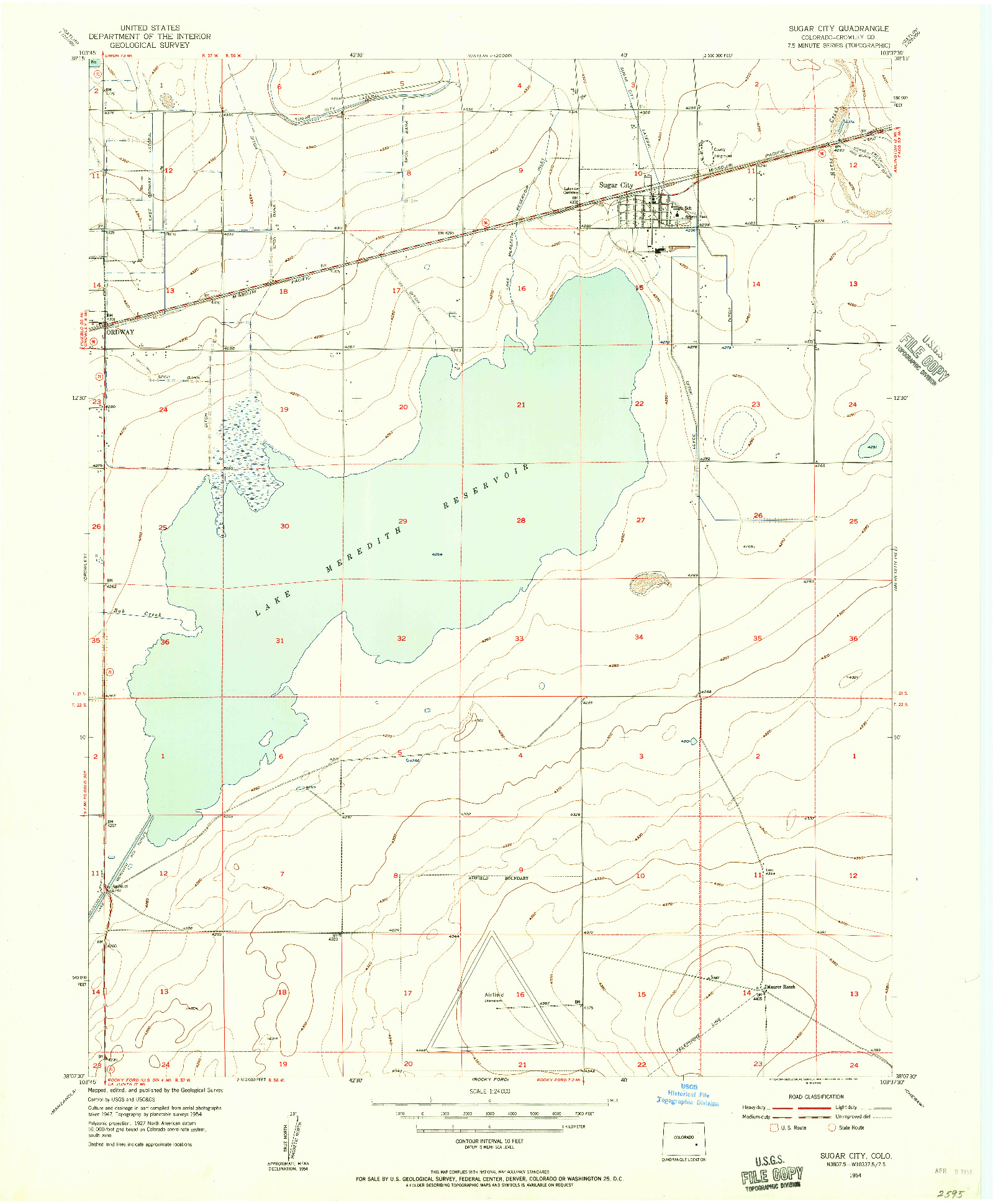 USGS 1:24000-SCALE QUADRANGLE FOR SUGAR CITY, CO 1954