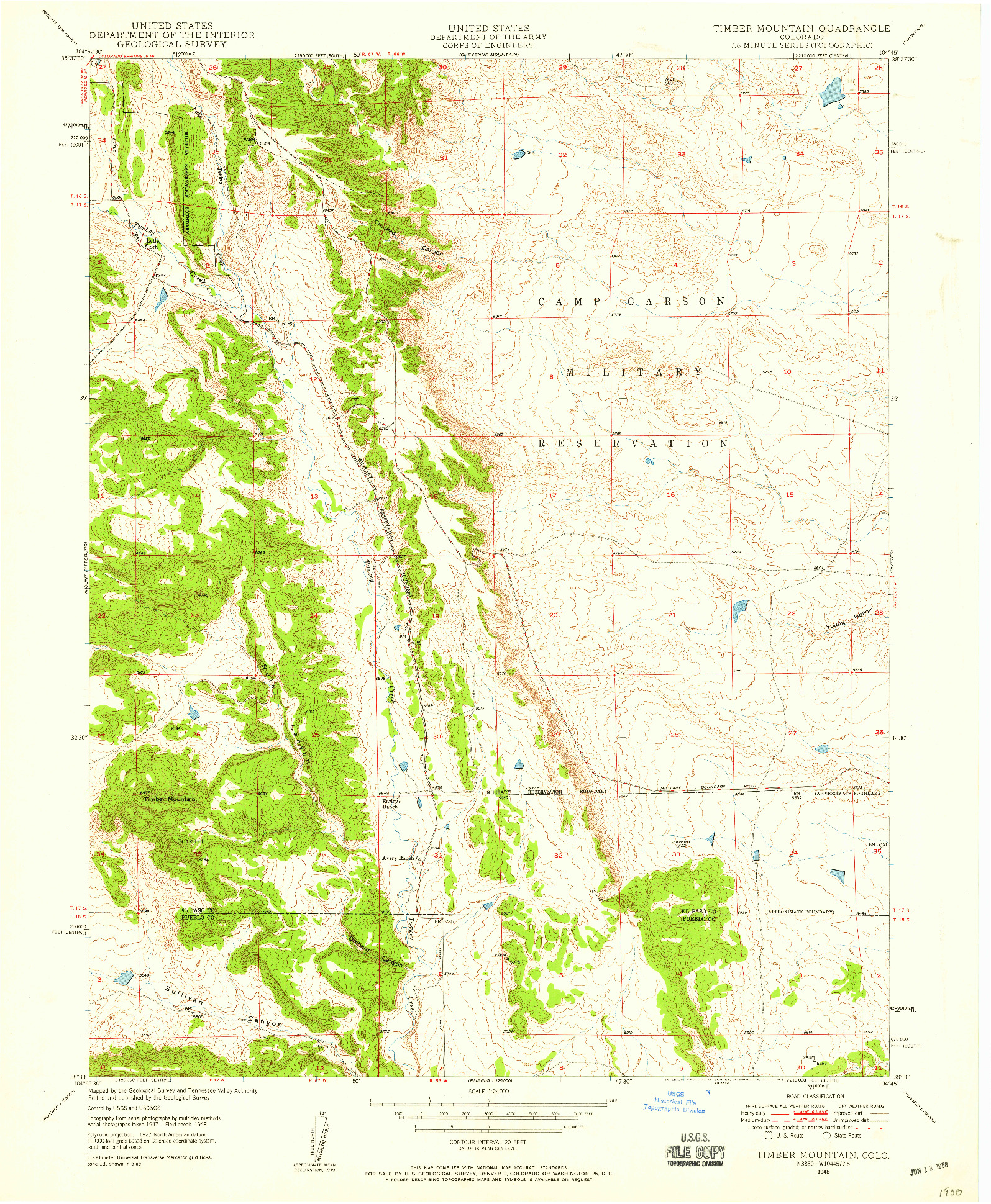 USGS 1:24000-SCALE QUADRANGLE FOR TIMBER MOUNTAIN, CO 1948
