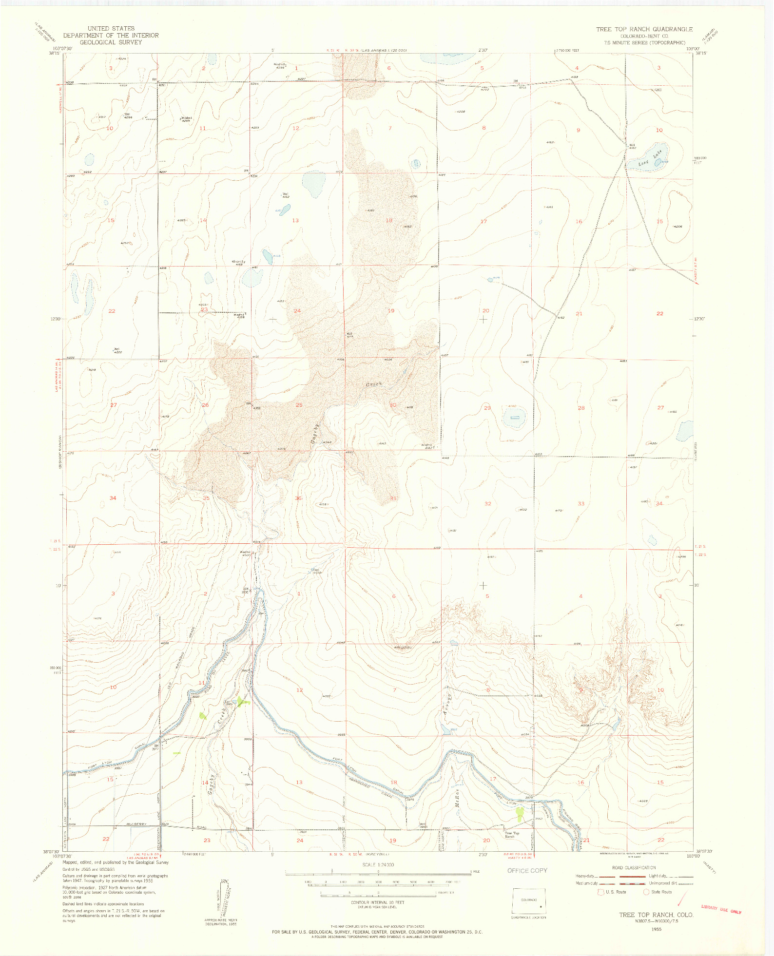 USGS 1:24000-SCALE QUADRANGLE FOR TREE TOP RANCH, CO 1955