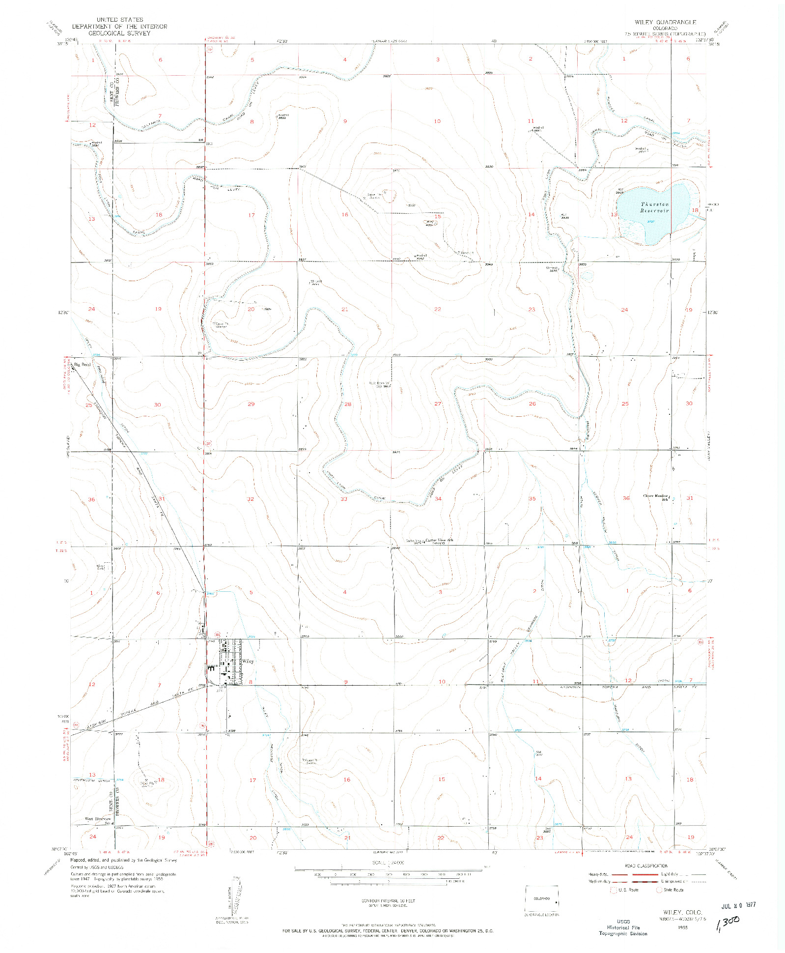 USGS 1:24000-SCALE QUADRANGLE FOR WILEY, CO 1955