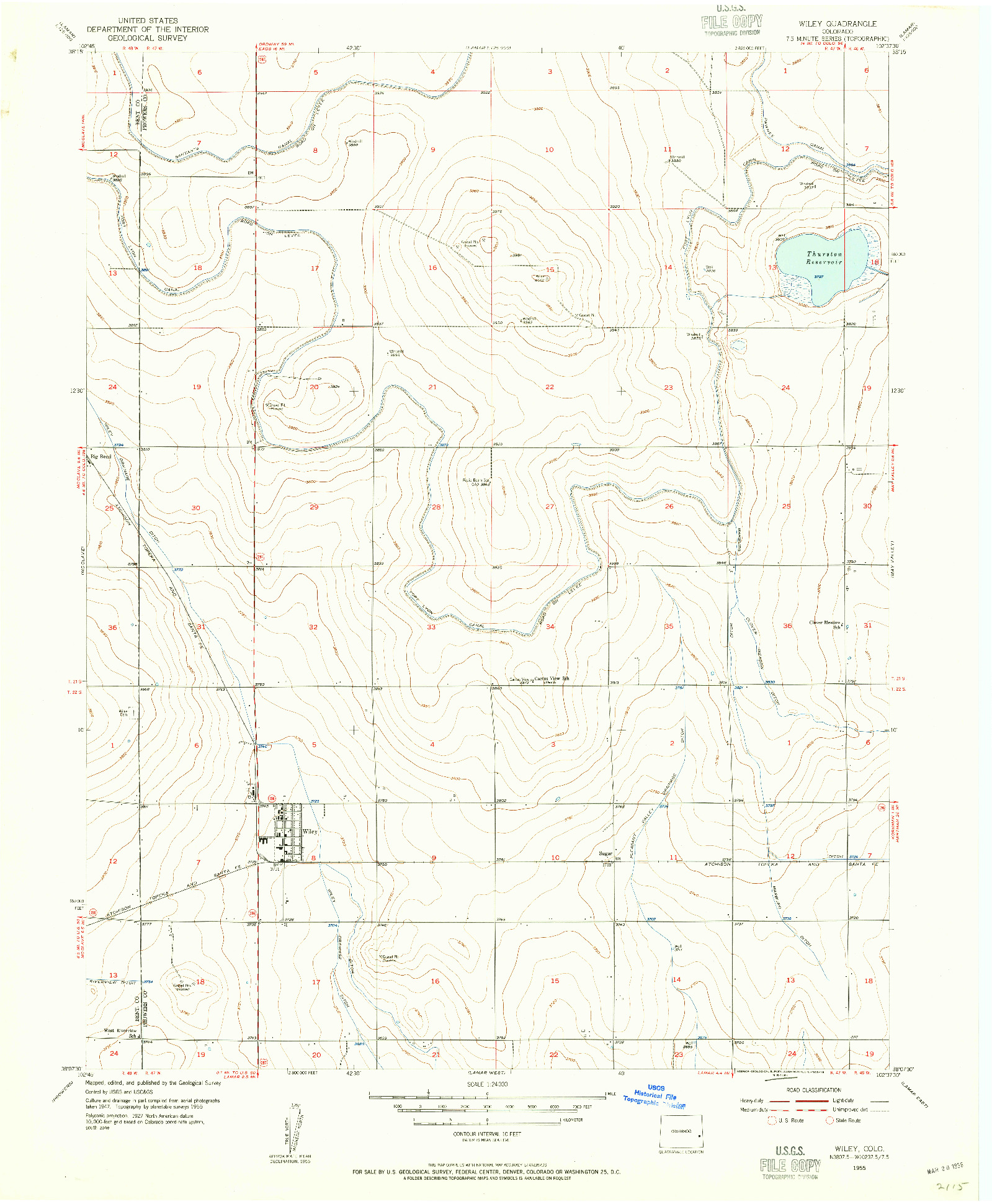 USGS 1:24000-SCALE QUADRANGLE FOR WILEY, CO 1955