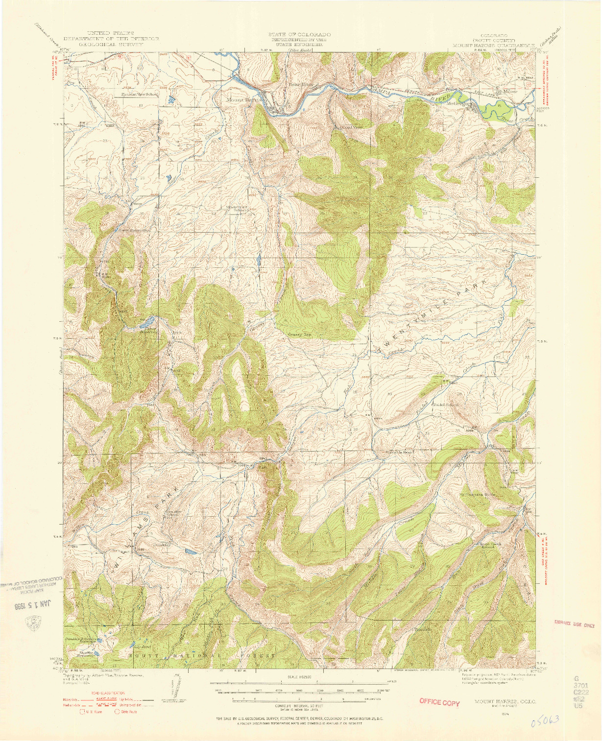 USGS 1:62500-SCALE QUADRANGLE FOR MOUNT HARRIS, CO 1924