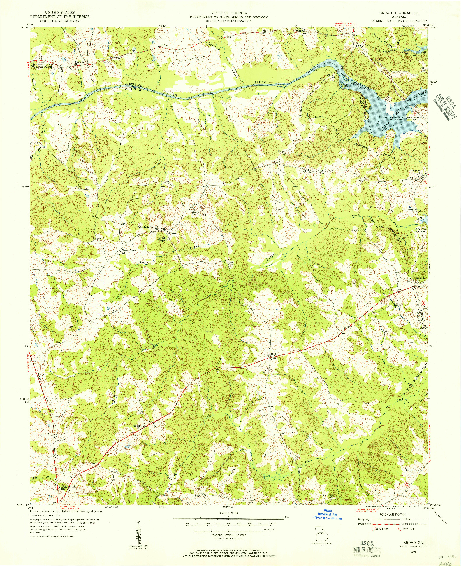 USGS 1:24000-SCALE QUADRANGLE FOR BROAD, GA 1955