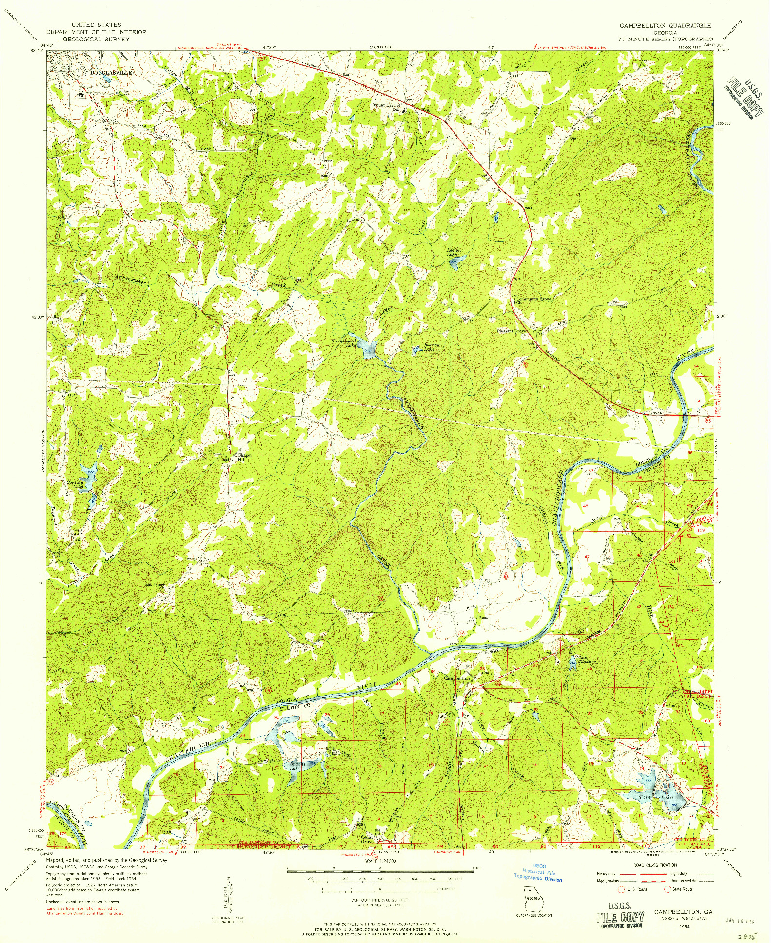 USGS 1:24000-SCALE QUADRANGLE FOR CAMPBELLTON, GA 1954