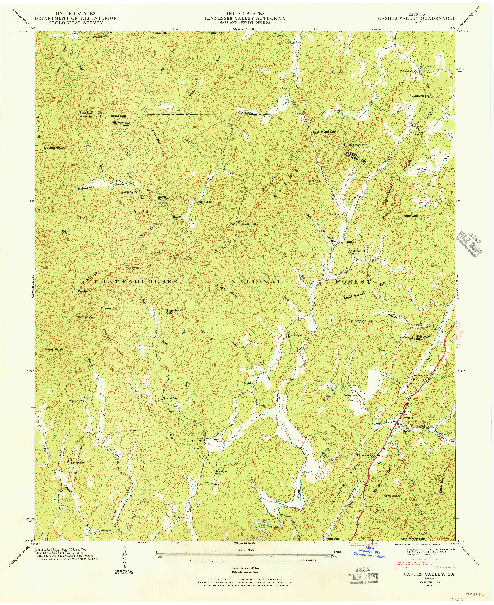 USGS 1:24000-SCALE QUADRANGLE FOR CASHES VALLEY, GA 1946