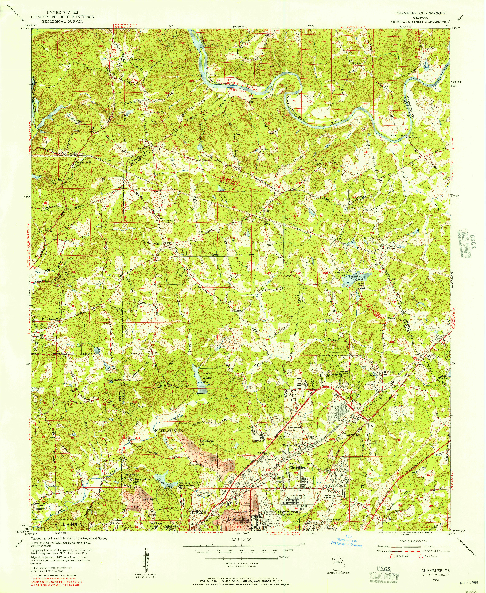 USGS 1:24000-SCALE QUADRANGLE FOR CHAMBLEE, GA 1954