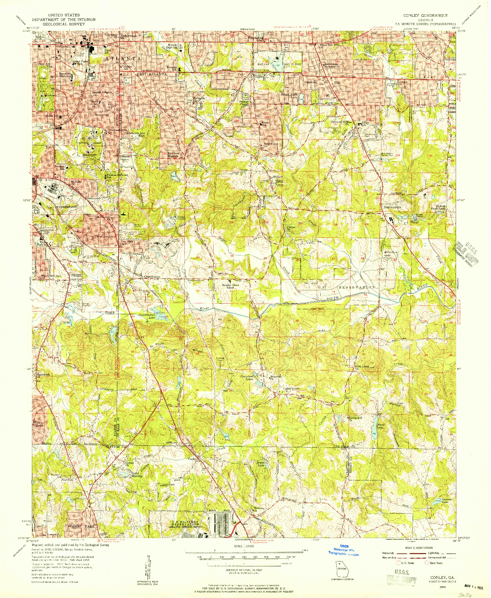 USGS 1:24000-SCALE QUADRANGLE FOR CONLEY, GA 1954