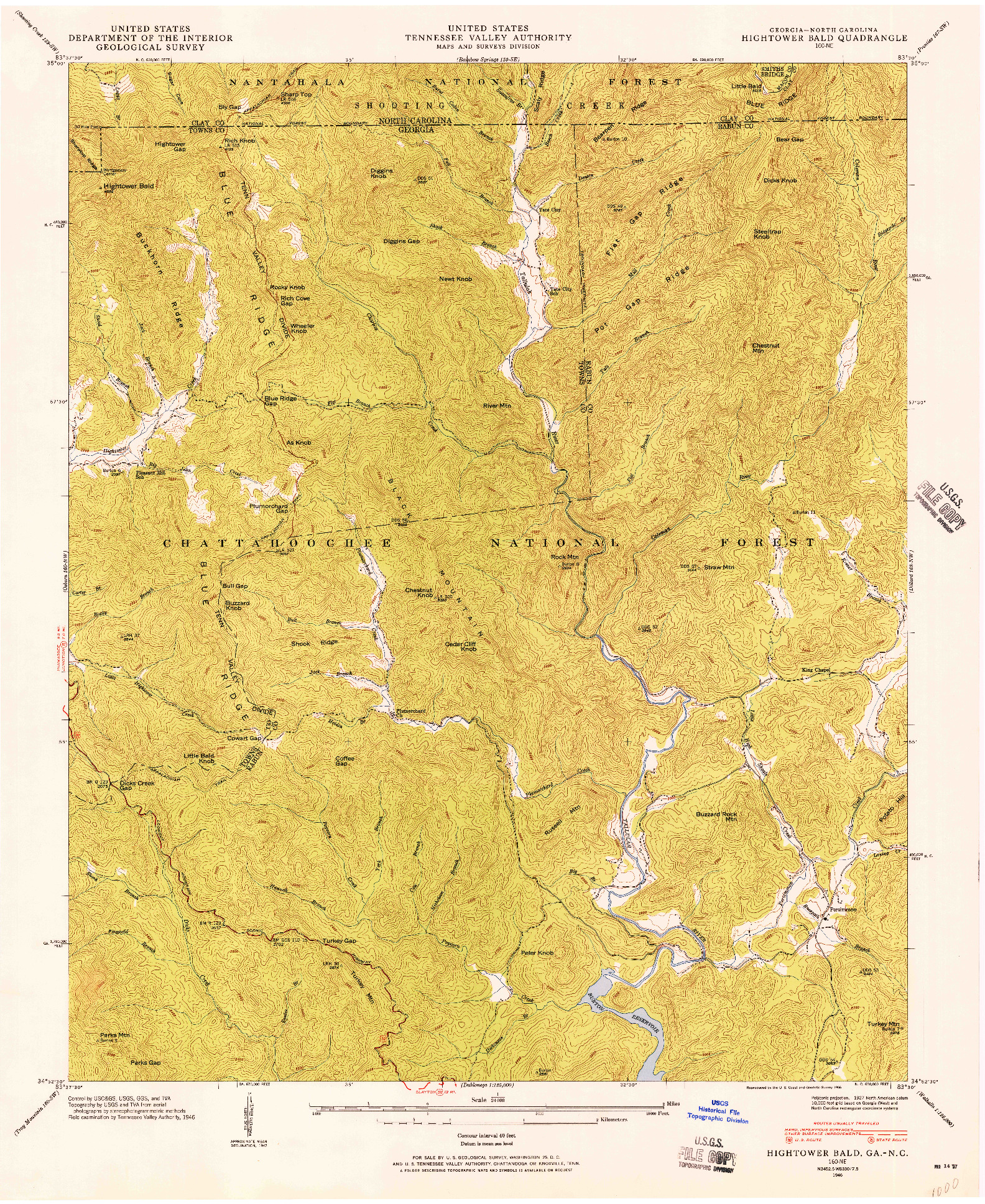 USGS 1:24000-SCALE QUADRANGLE FOR HIGHTOWER BALD, GA 1946
