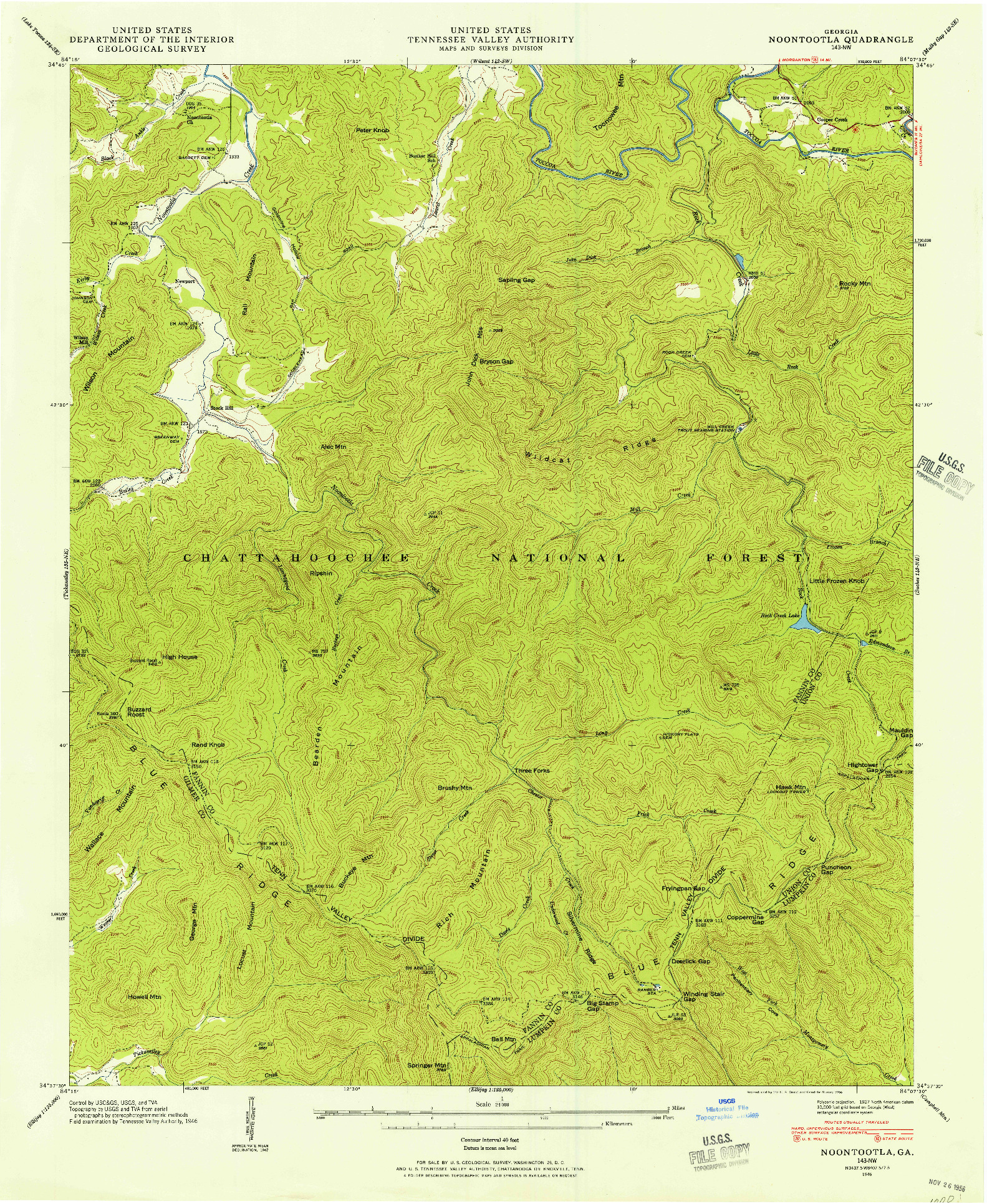 USGS 1:24000-SCALE QUADRANGLE FOR NOONTOOTLA, GA 1946