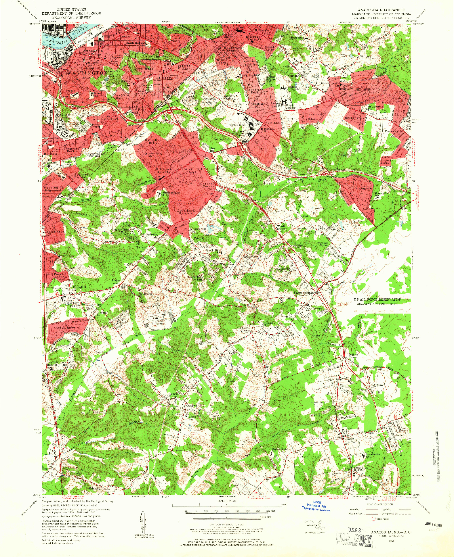 USGS 1:24000-SCALE QUADRANGLE FOR ANACOSTIA, MD 1956