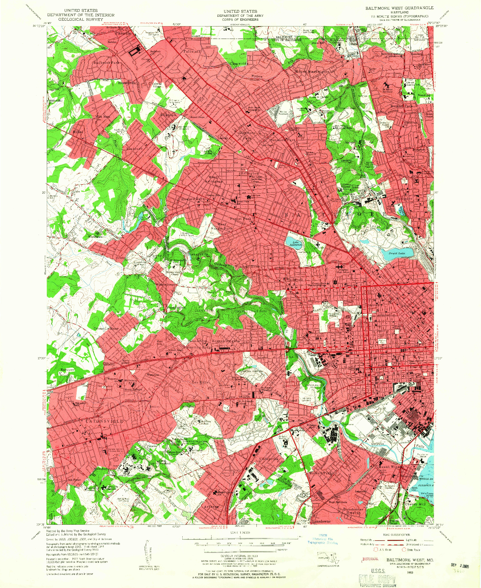 USGS 1:24000-SCALE QUADRANGLE FOR BALTIMORE WEST, MD 1953