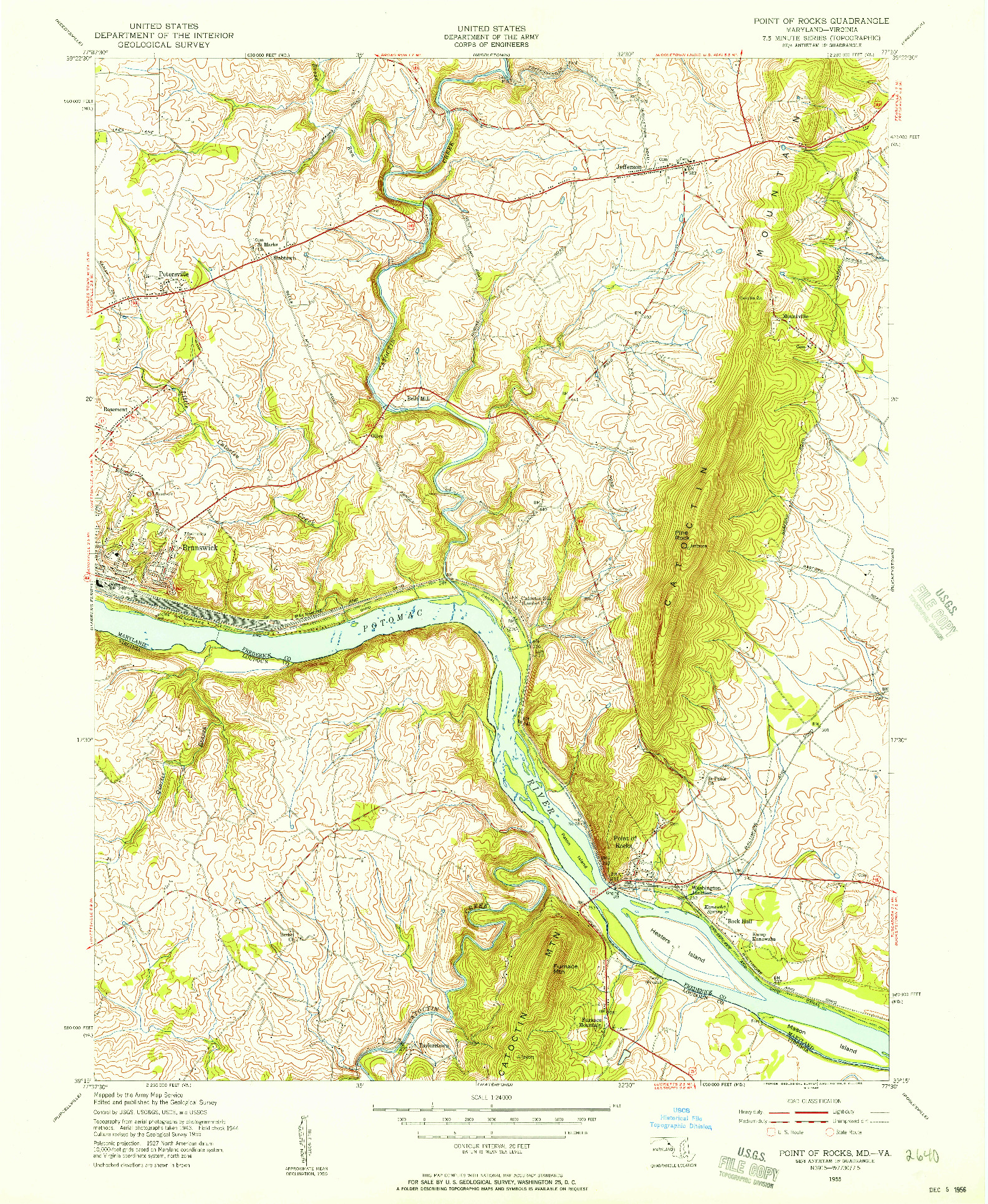 USGS 1:24000-SCALE QUADRANGLE FOR POINT OF ROCKS, MD 1955