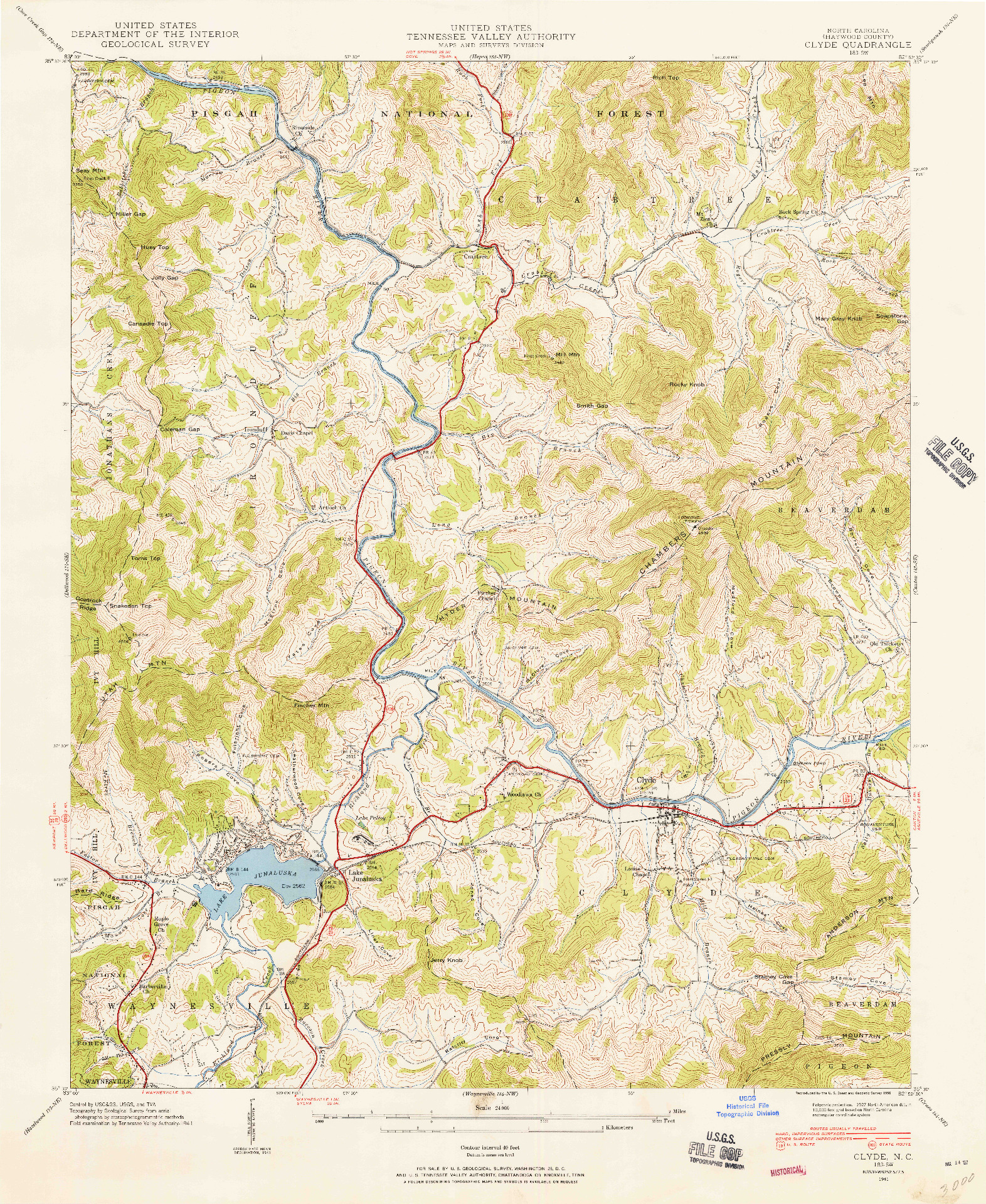 USGS 1:24000-SCALE QUADRANGLE FOR CLYDE, NC 1941