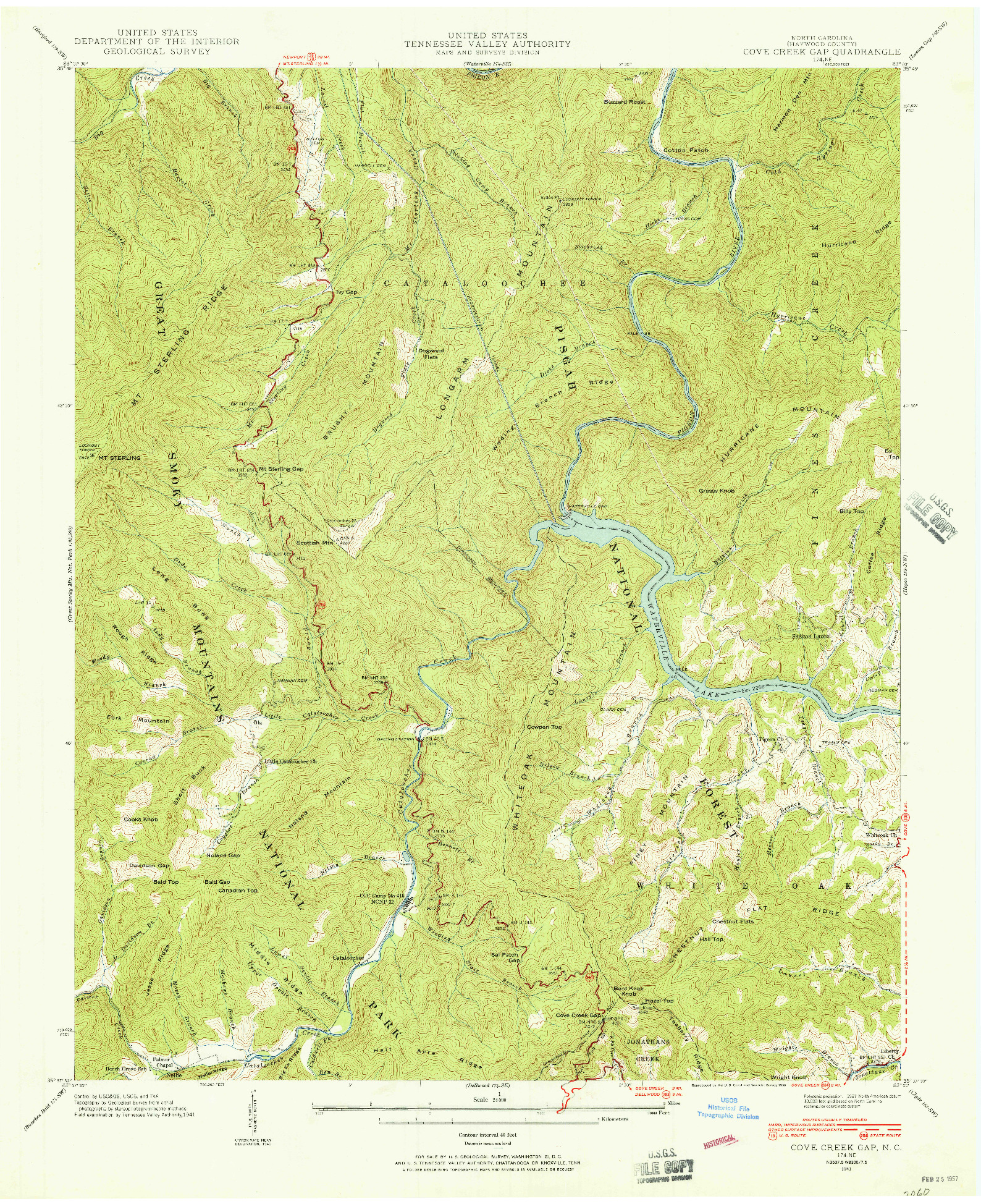 USGS 1:24000-SCALE QUADRANGLE FOR COVE CREEK GAP, NC 1941