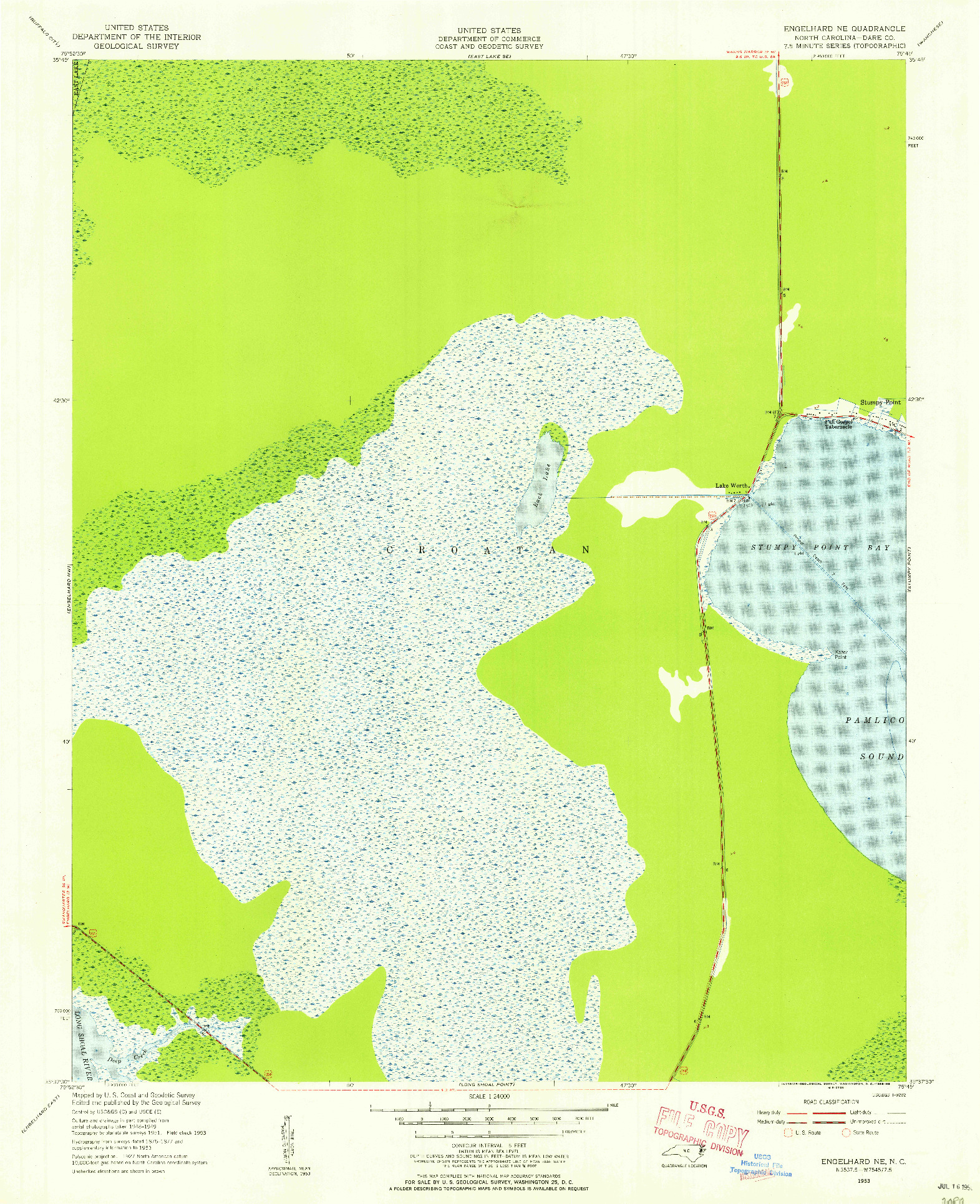 USGS 1:24000-SCALE QUADRANGLE FOR ENGELHARD NE, NC 1953