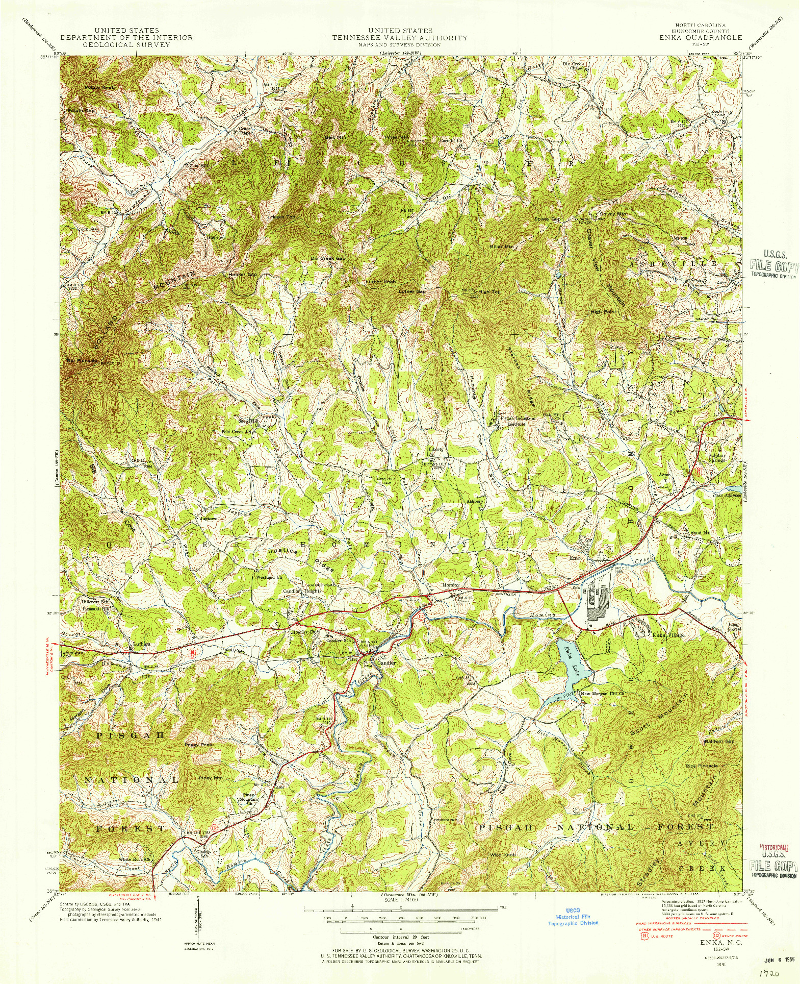 USGS 1:24000-SCALE QUADRANGLE FOR ENKA, NC 1941