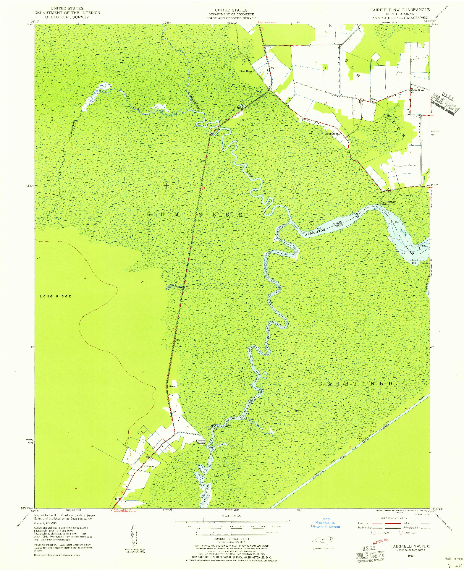USGS 1:24000-SCALE QUADRANGLE FOR FAIRFIELD NW, NC 1953