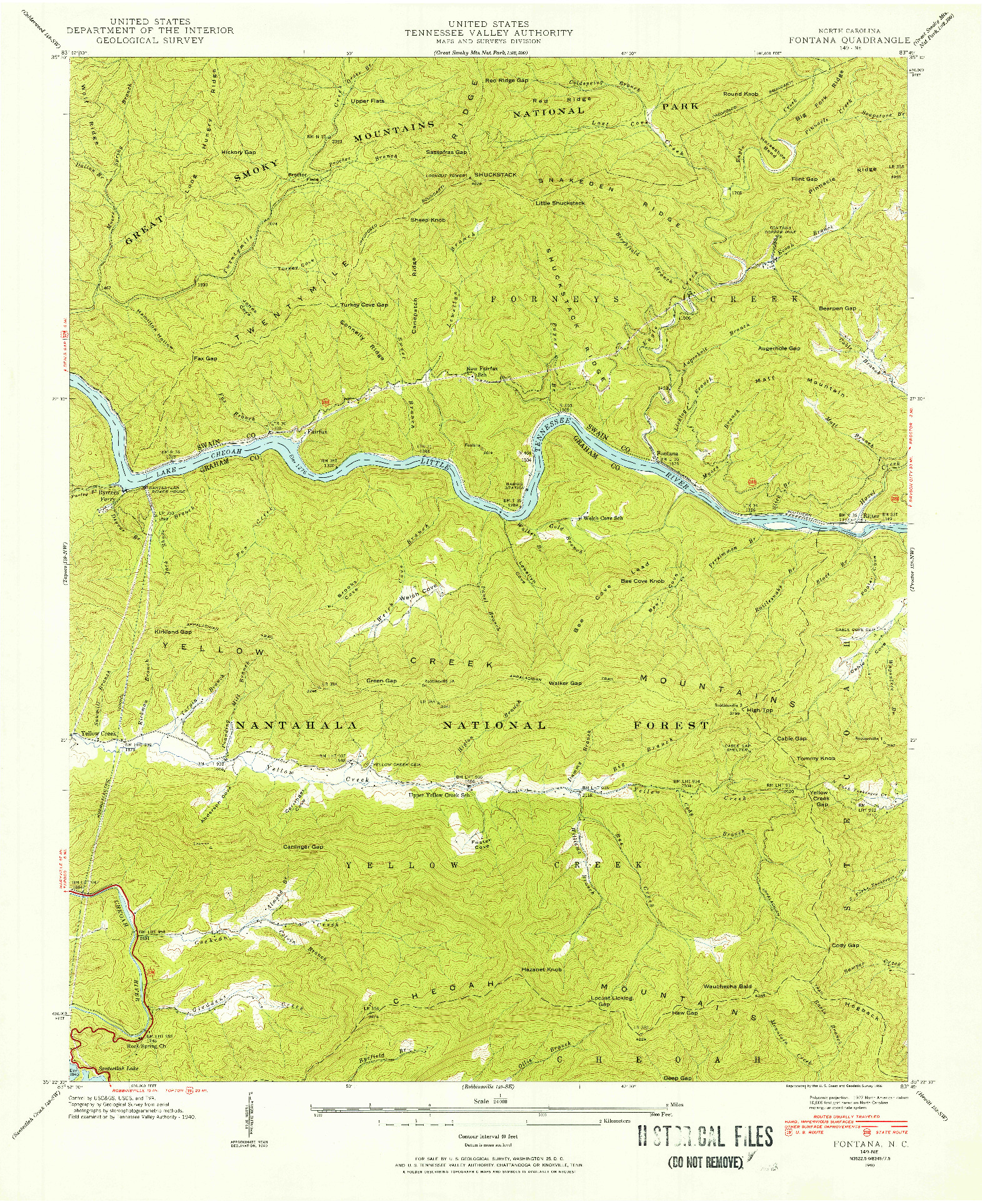 USGS 1:24000-SCALE QUADRANGLE FOR FONTANA, NC 1940
