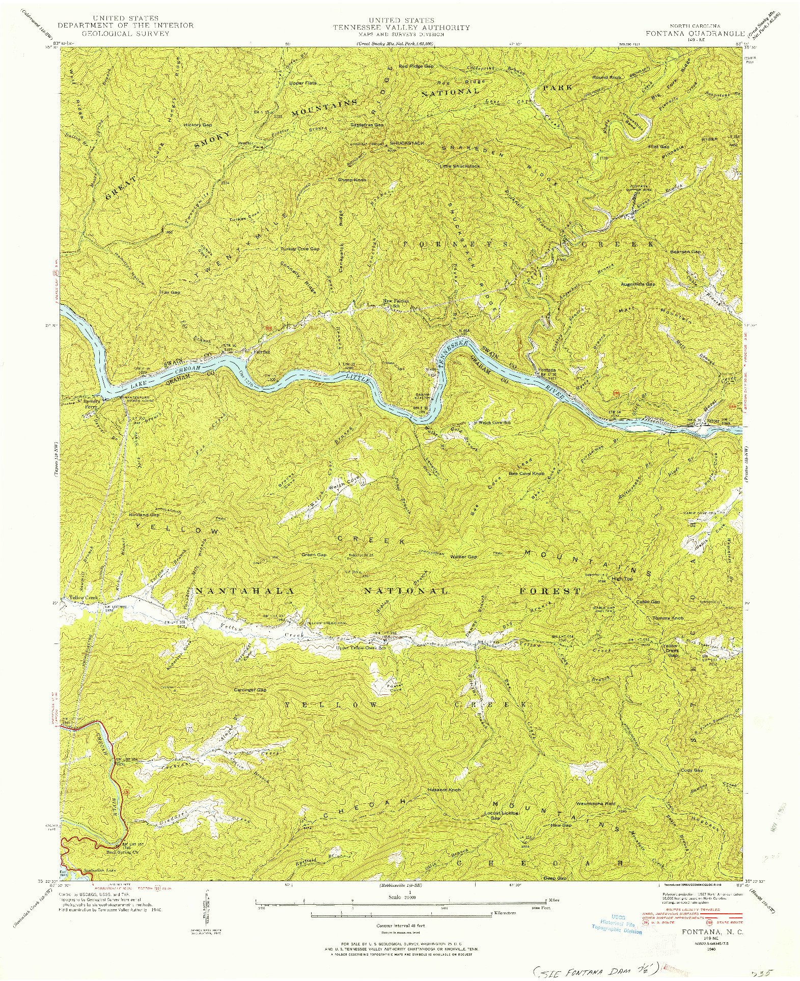 USGS 1:24000-SCALE QUADRANGLE FOR FONTANA, NC 1940