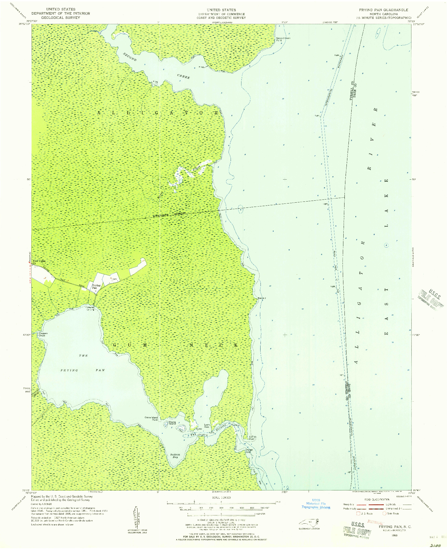 USGS 1:24000-SCALE QUADRANGLE FOR FRYING PAN, NC 1953