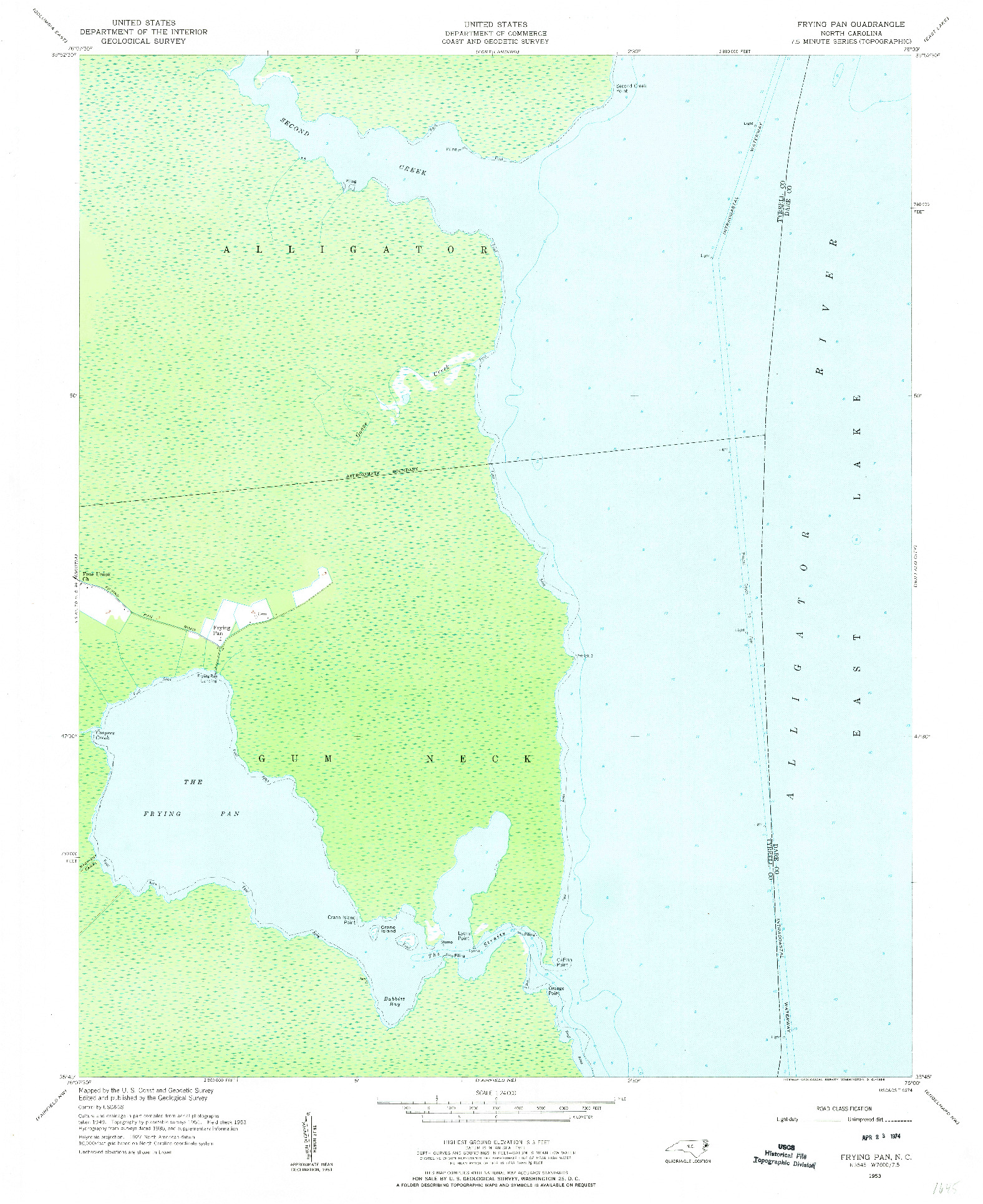 USGS 1:24000-SCALE QUADRANGLE FOR FRYING PAN, NC 1953