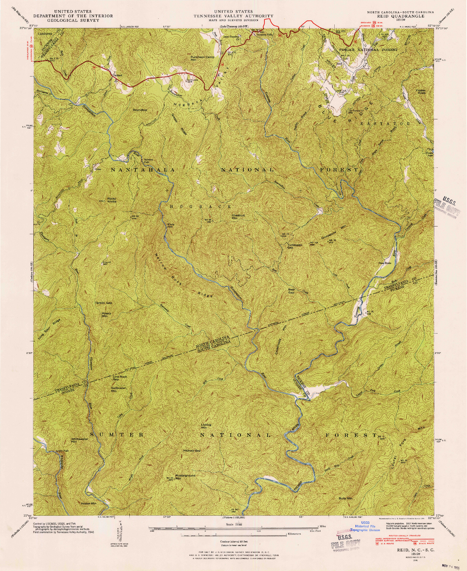 USGS 1:24000-SCALE QUADRANGLE FOR REID, NC 1946