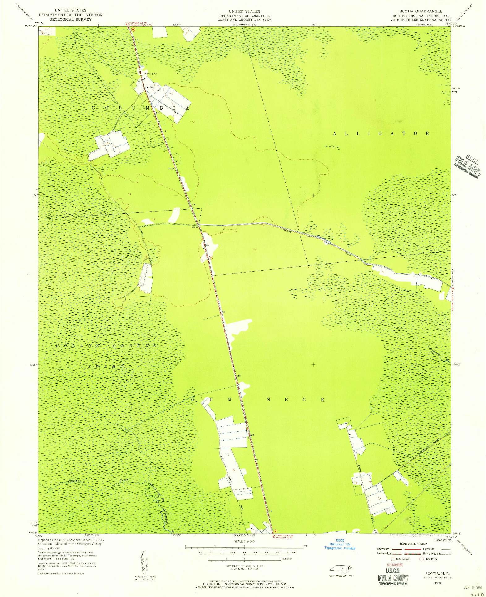 USGS 1:24000-SCALE QUADRANGLE FOR SCOTIA, NC 1953