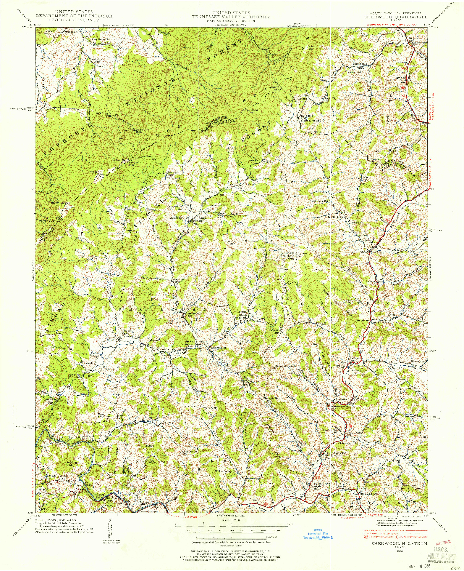 USGS 1:24000-SCALE QUADRANGLE FOR SHERWOOD, NC 1938