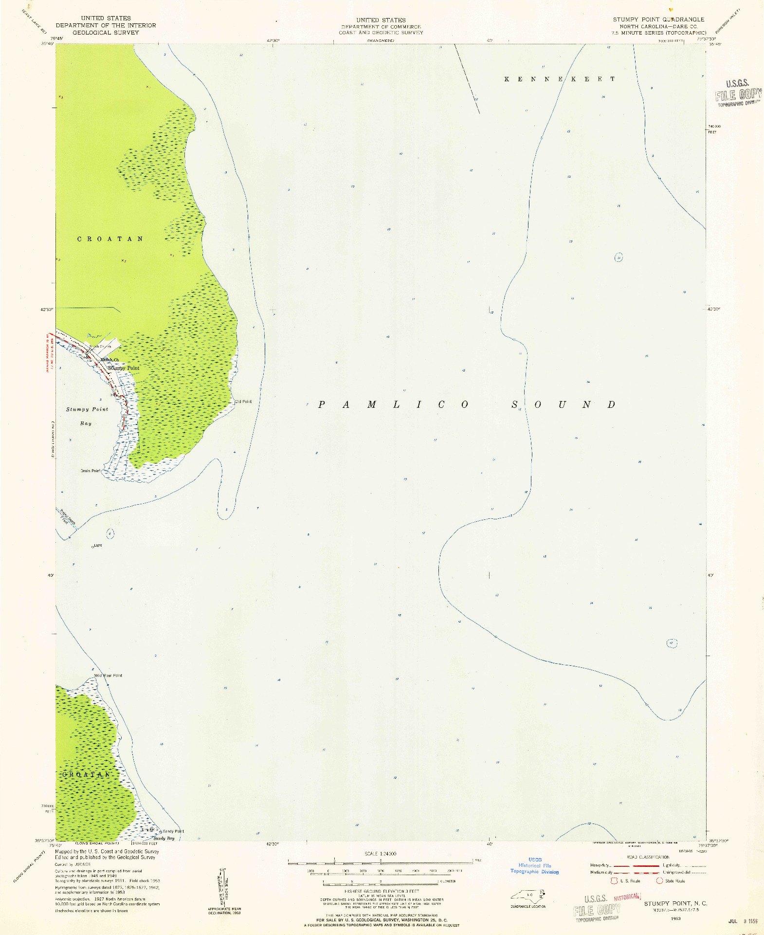 USGS 1:24000-SCALE QUADRANGLE FOR STUMPY POINT, NC 1953