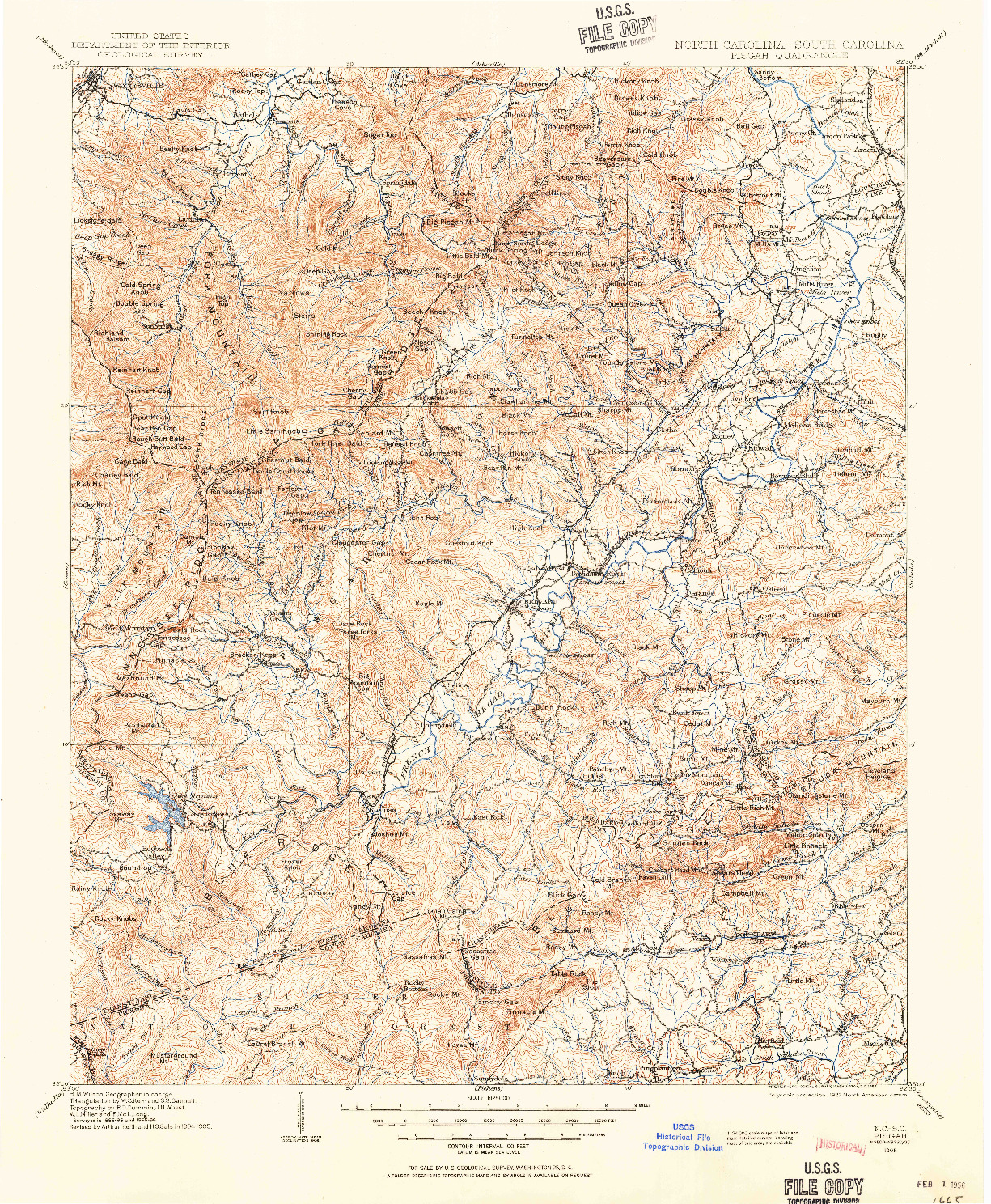 USGS 1:125000-SCALE QUADRANGLE FOR PISGAH, NC 1905