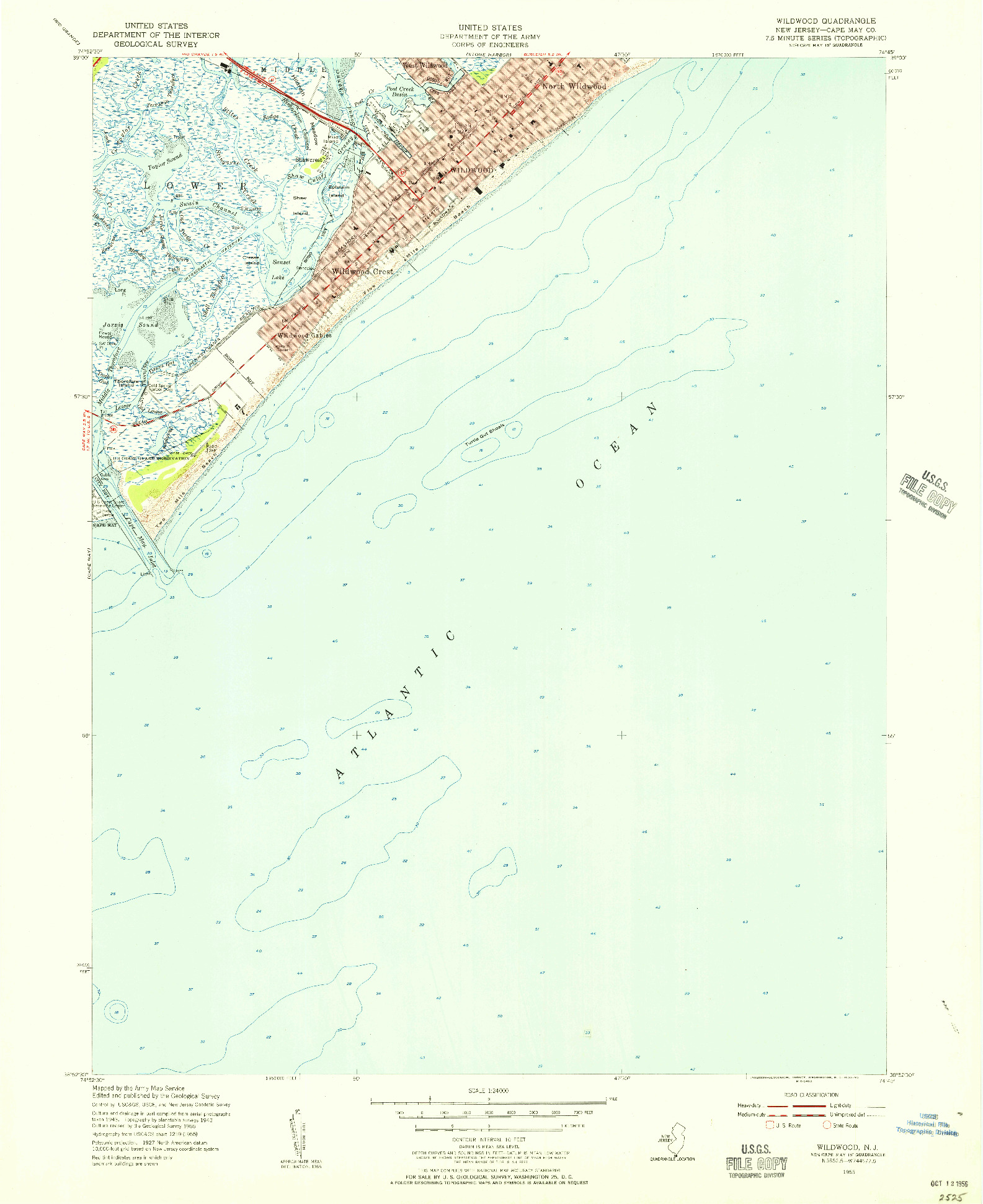 USGS 1:24000-SCALE QUADRANGLE FOR WILDWOOD, NJ 1955