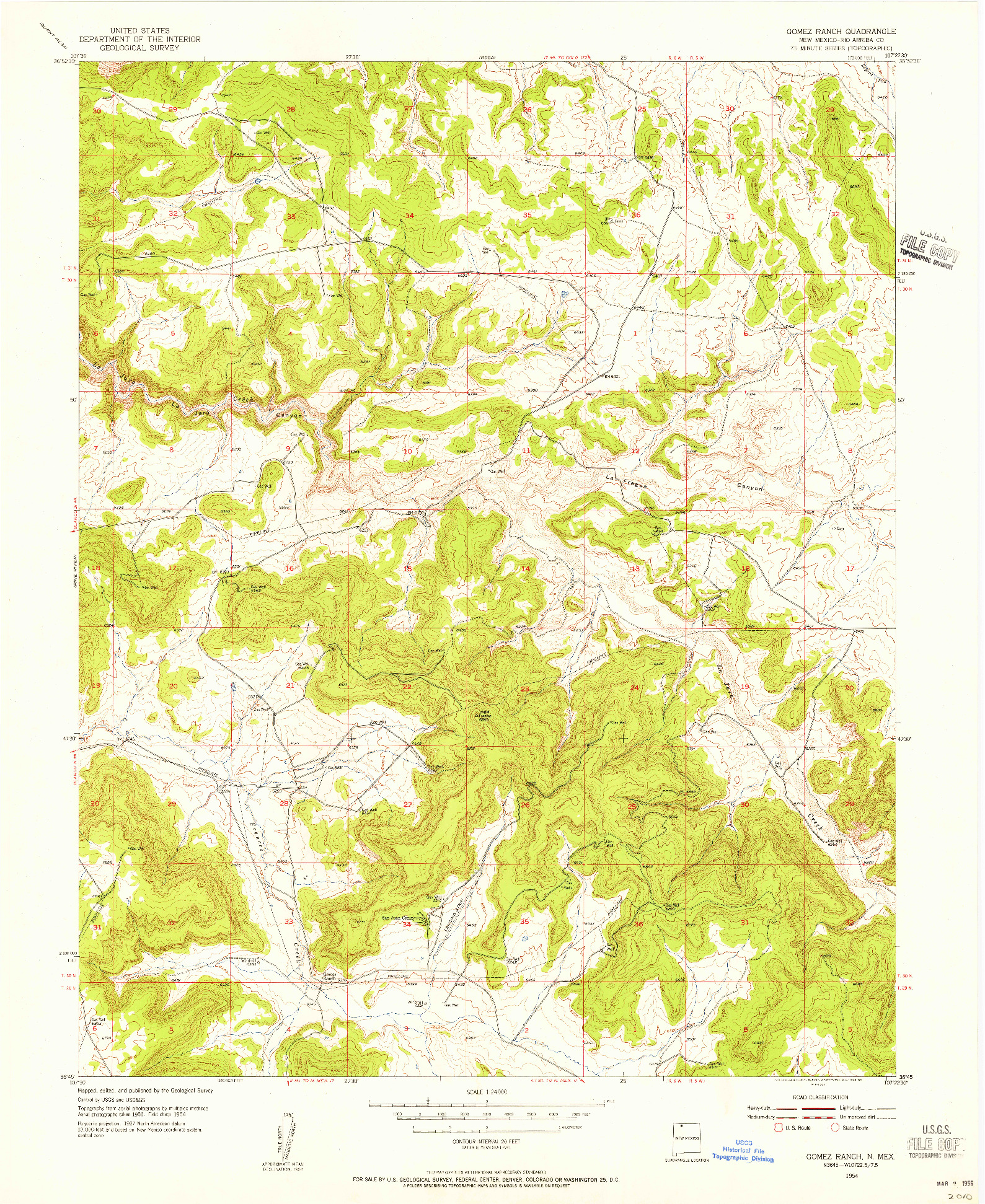 USGS 1:24000-SCALE QUADRANGLE FOR GOMEZ RANCH, NM 1954