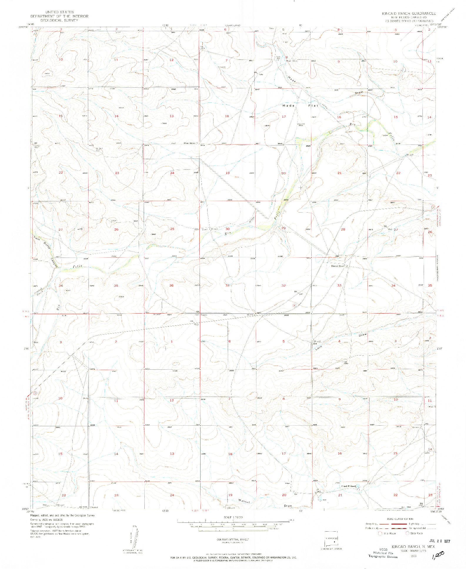 USGS 1:24000-SCALE QUADRANGLE FOR KINCAID RANCH, NM 1955