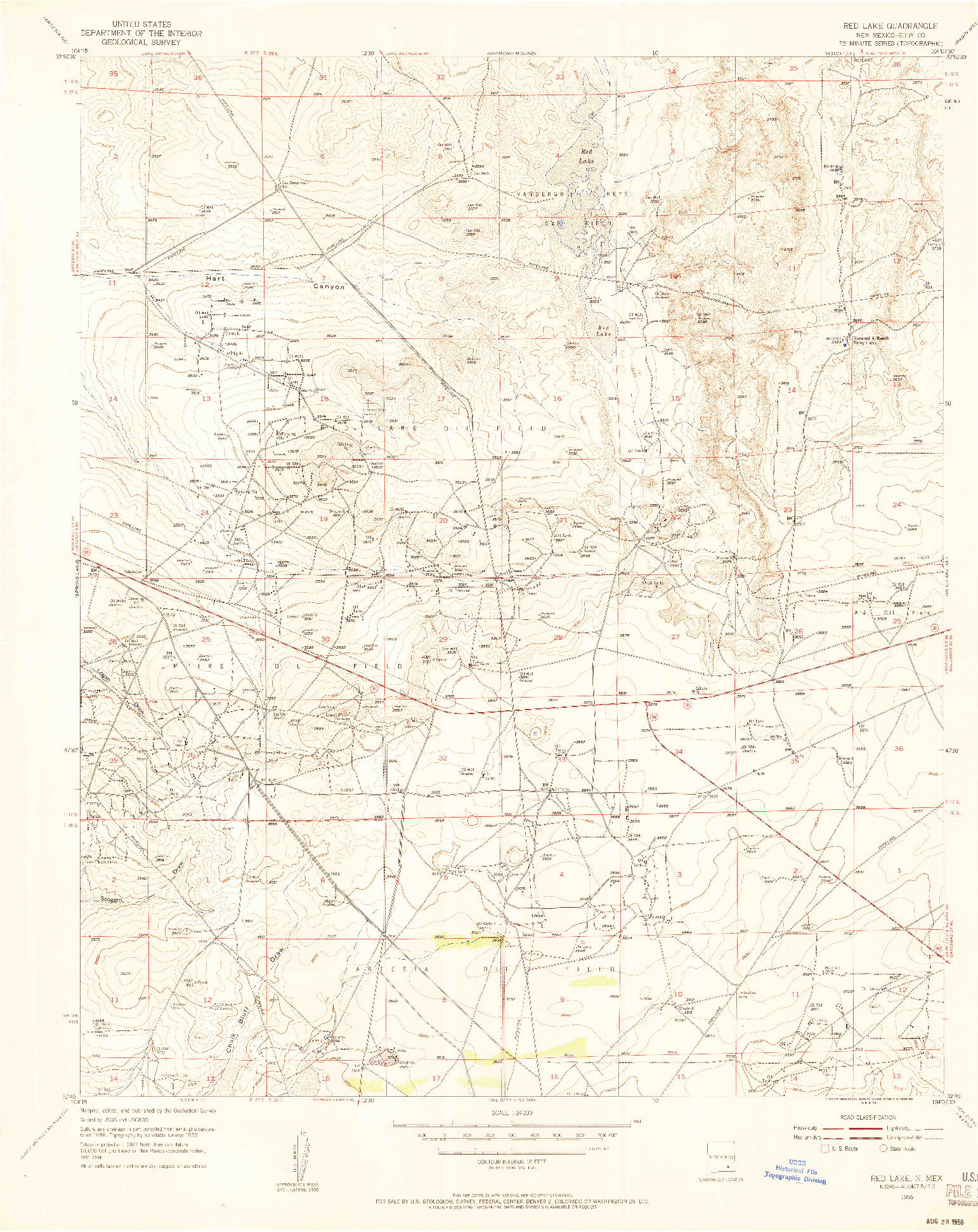 USGS 1:24000-SCALE QUADRANGLE FOR RED HILL, NM 1955