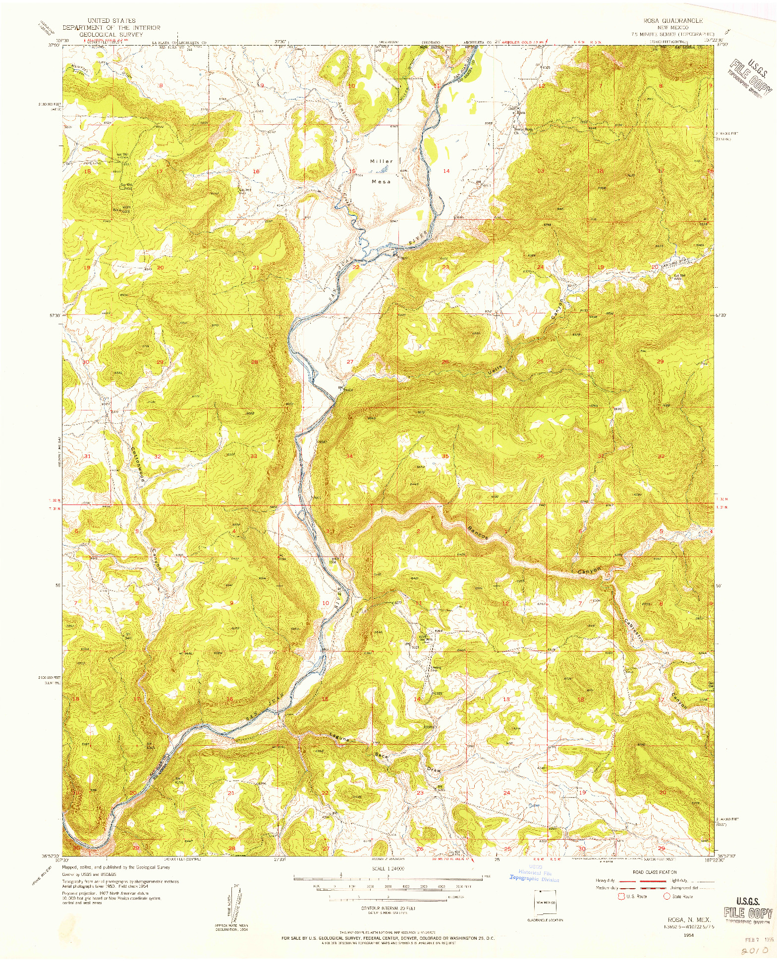 USGS 1:24000-SCALE QUADRANGLE FOR ROSA, NM 1954