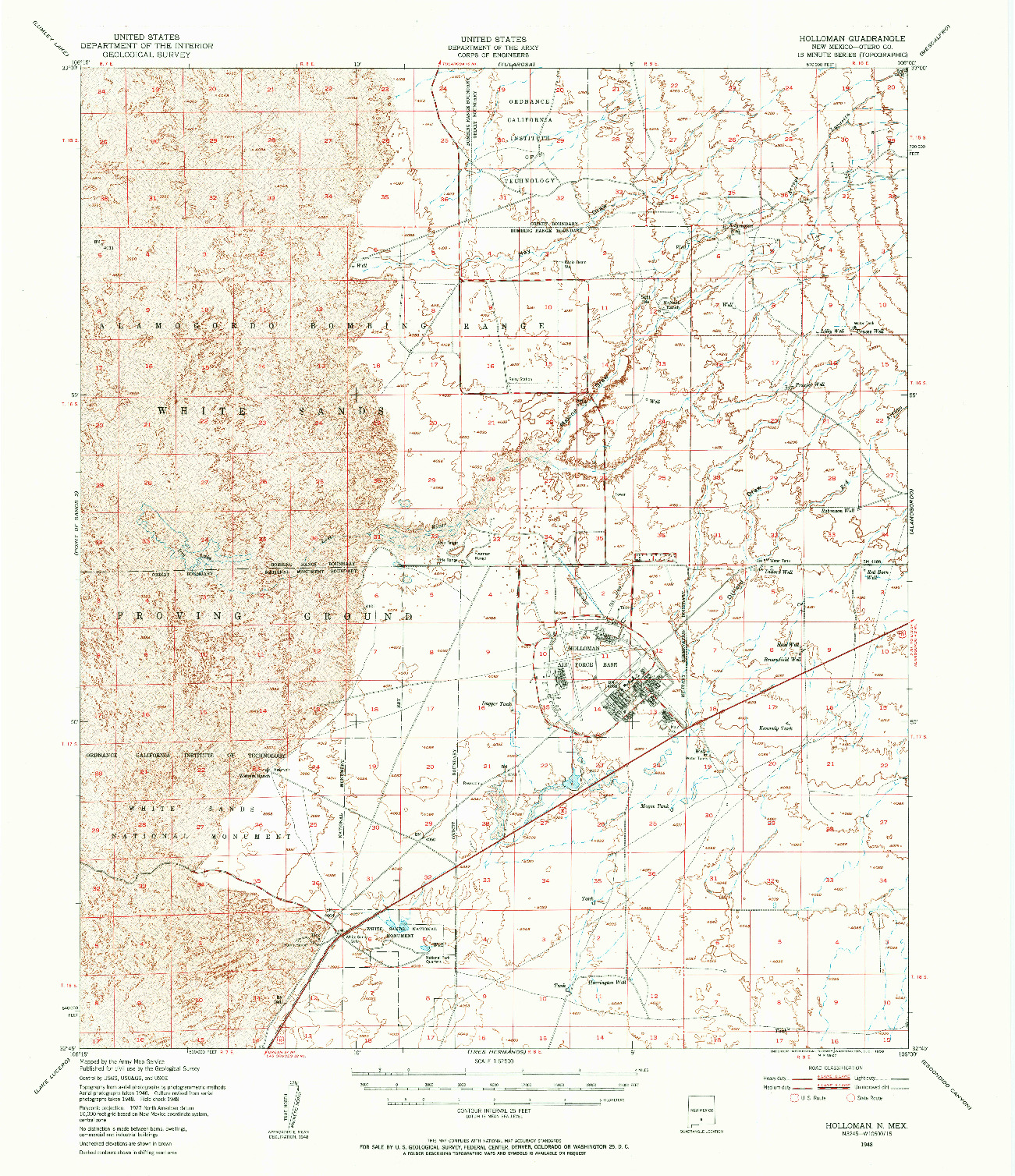 USGS 1:62500-SCALE QUADRANGLE FOR HOLLOMAN, NM 1948
