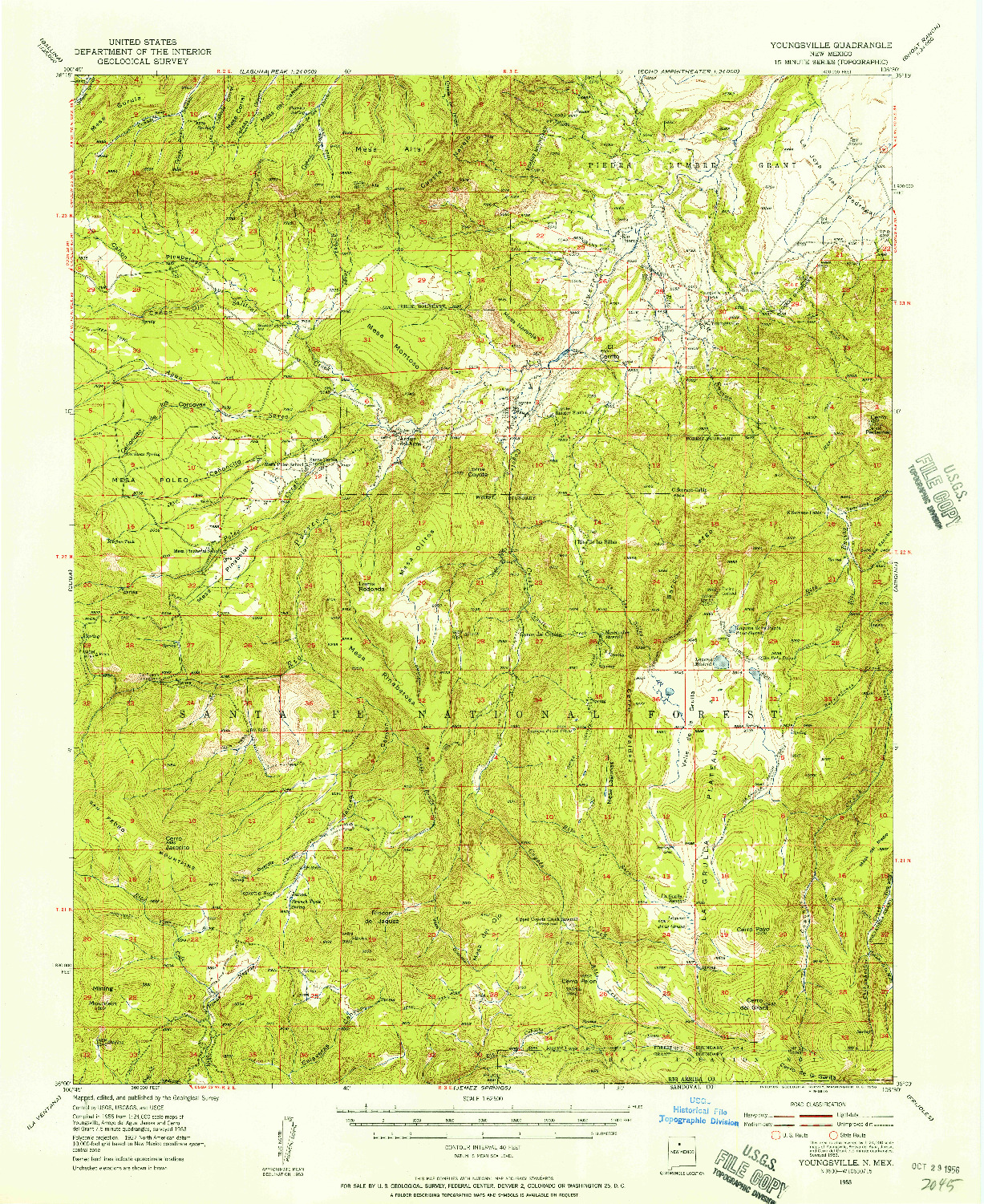 USGS 1:62500-SCALE QUADRANGLE FOR YOUNGSVILLE, NM 1953