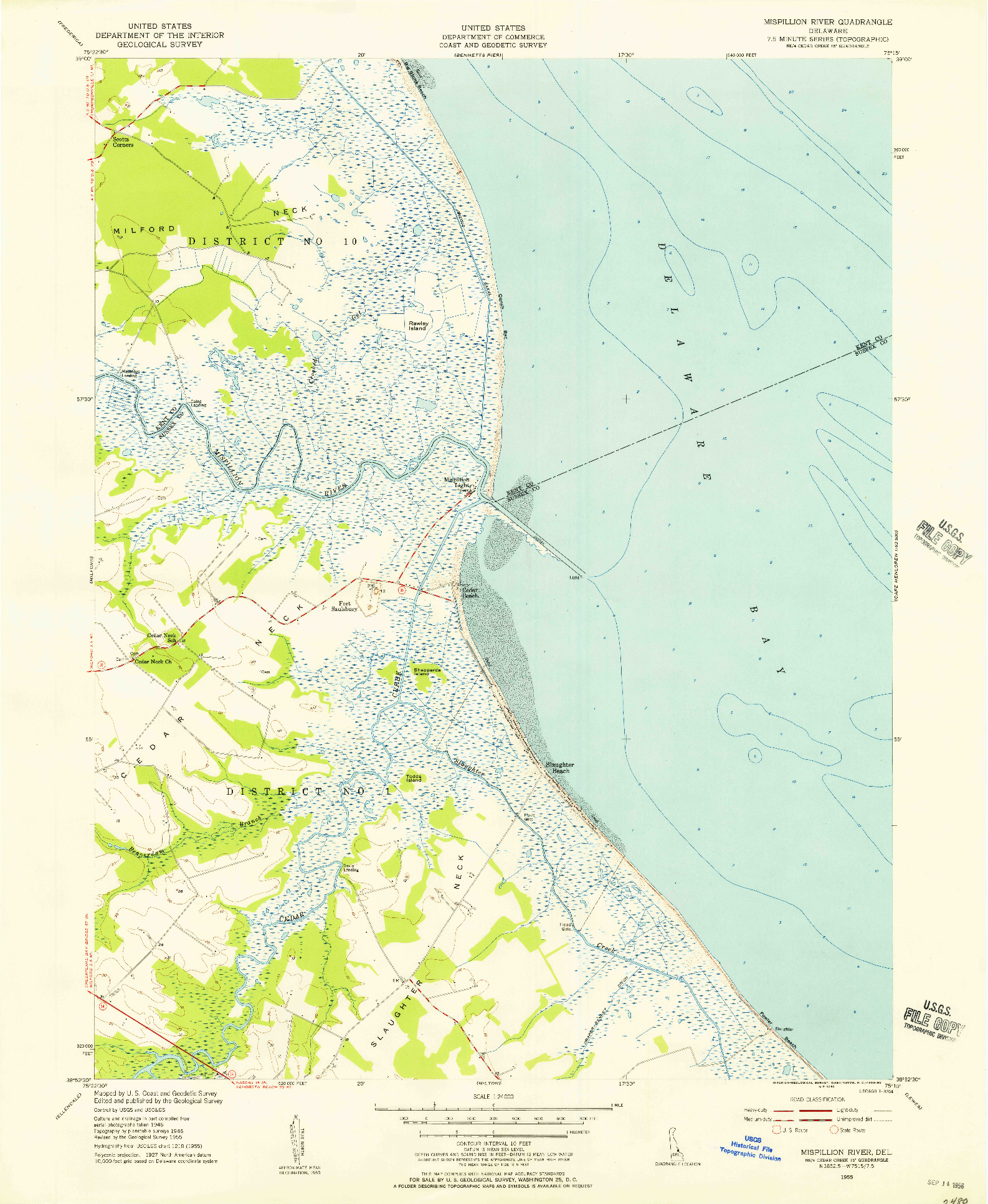 USGS 1:24000-SCALE QUADRANGLE FOR MISPILLION RIVER, DE 1955