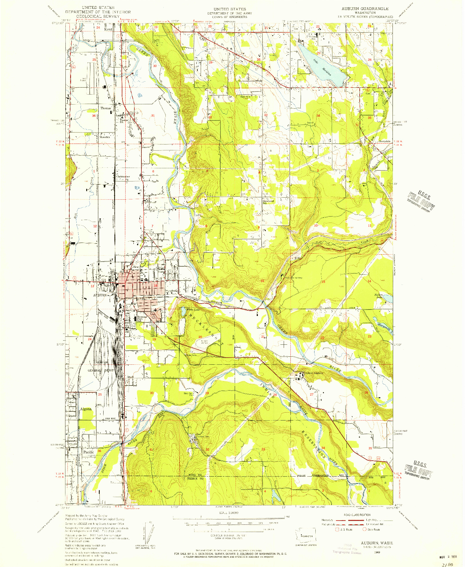 USGS 1:24000-SCALE QUADRANGLE FOR AUBURN, WA 1949