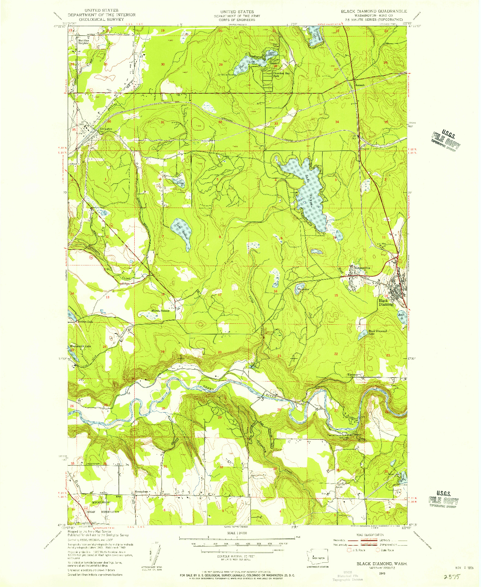 USGS 1:24000-SCALE QUADRANGLE FOR BLACK DIAMOND, WA 1949