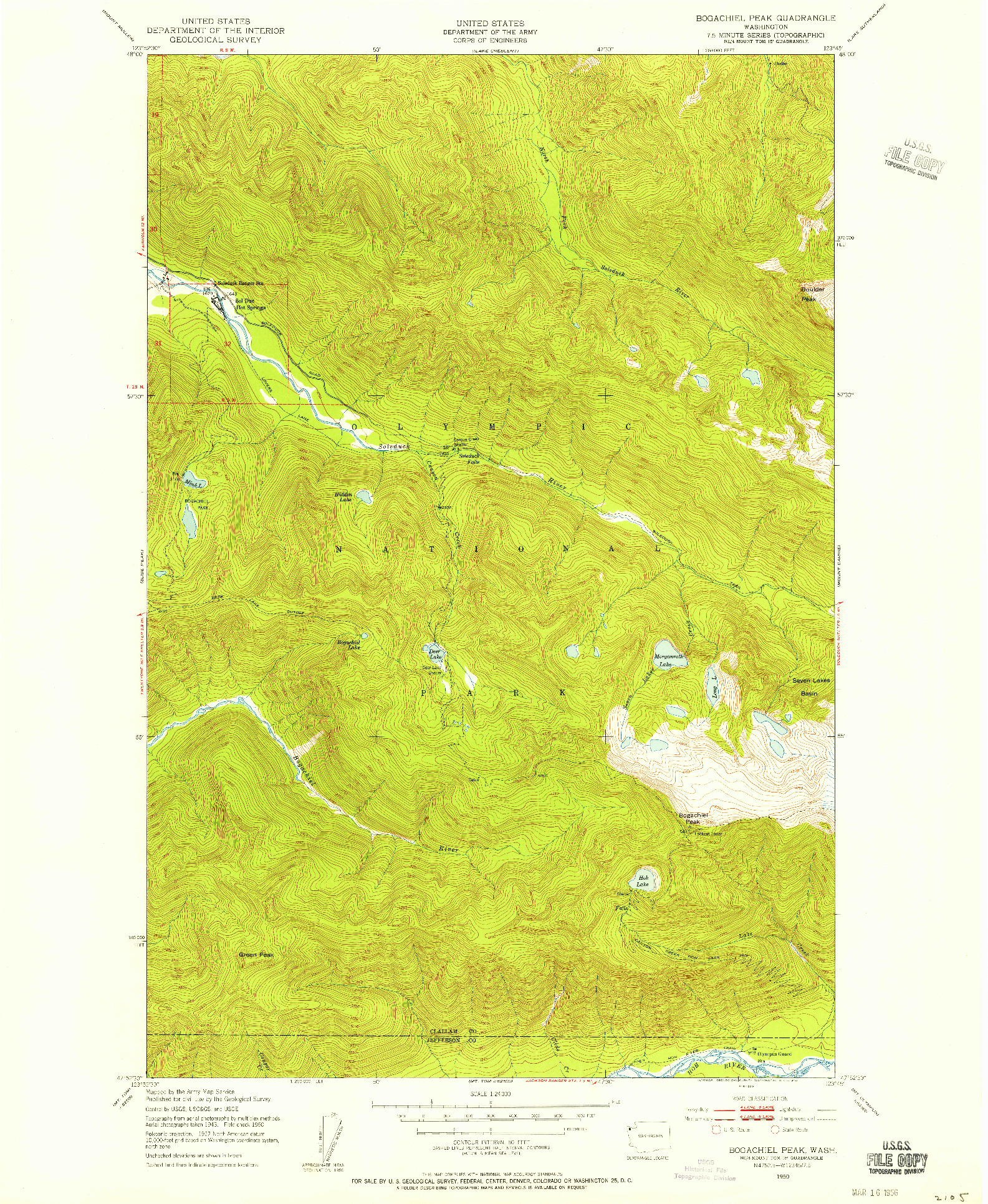 USGS 1:24000-SCALE QUADRANGLE FOR BOGACHIEL PEAK, WA 1950