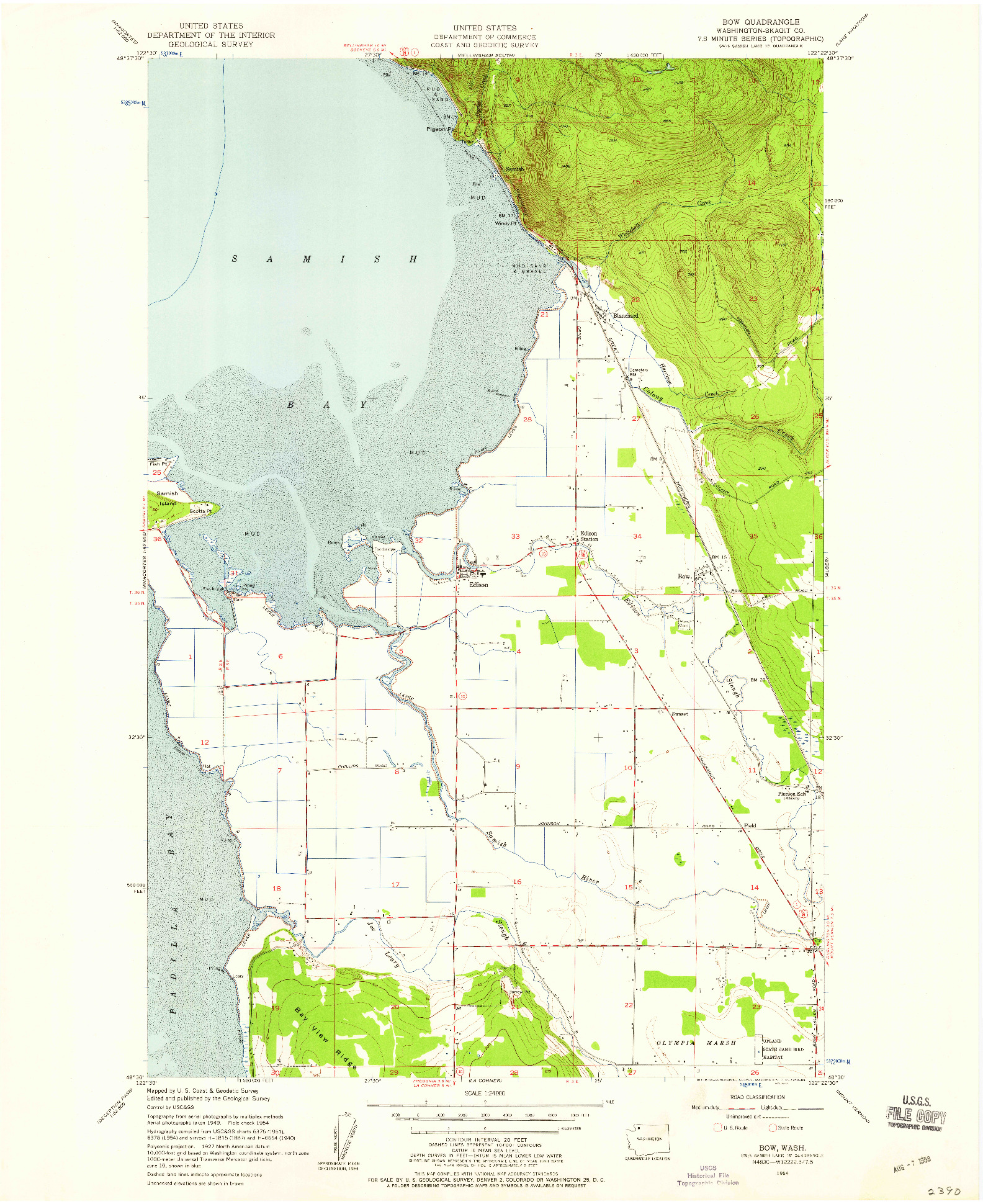 USGS 1:24000-SCALE QUADRANGLE FOR BOW, WA 1954