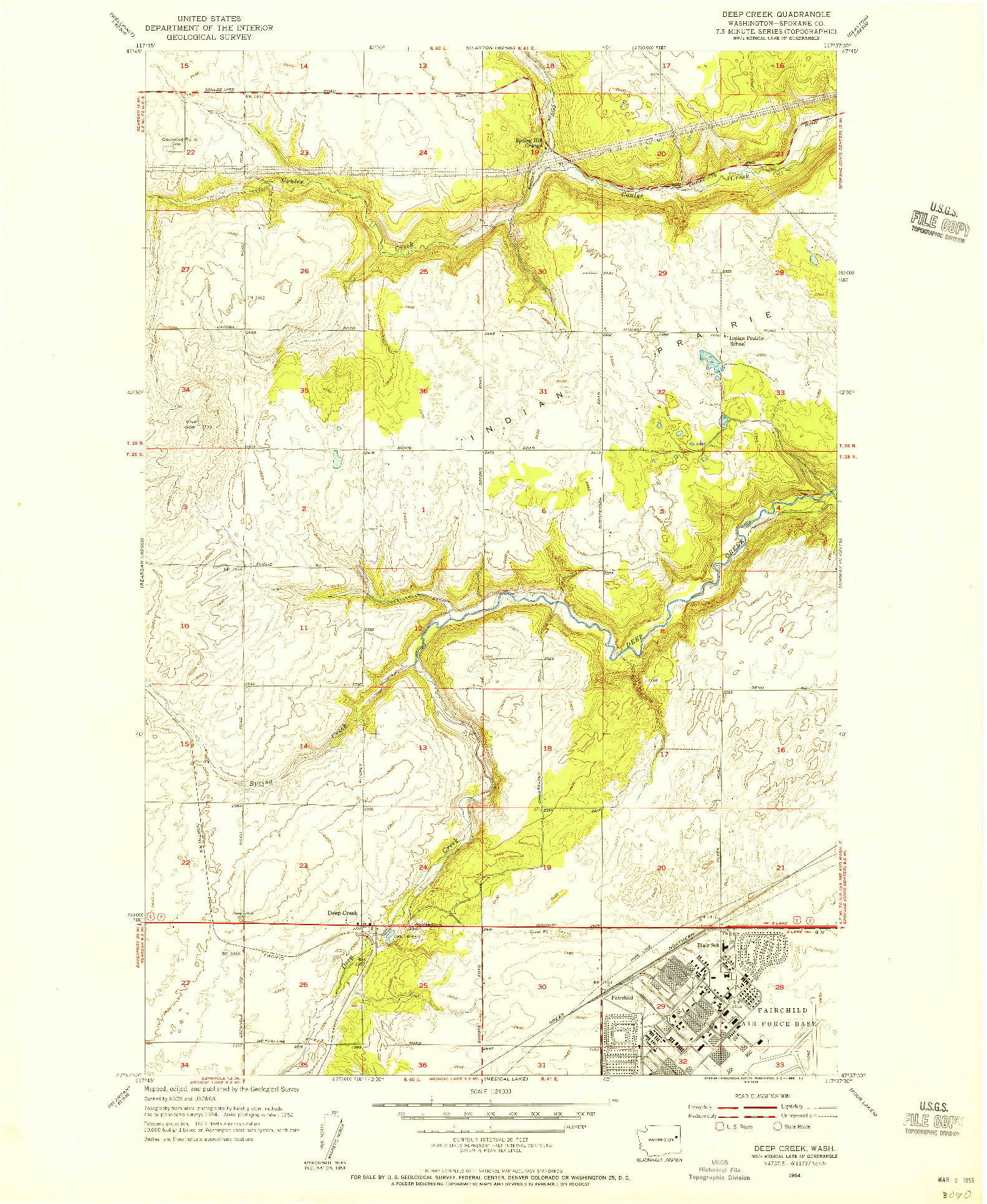 USGS 1:24000-SCALE QUADRANGLE FOR DEEP CREEK, WA 1954