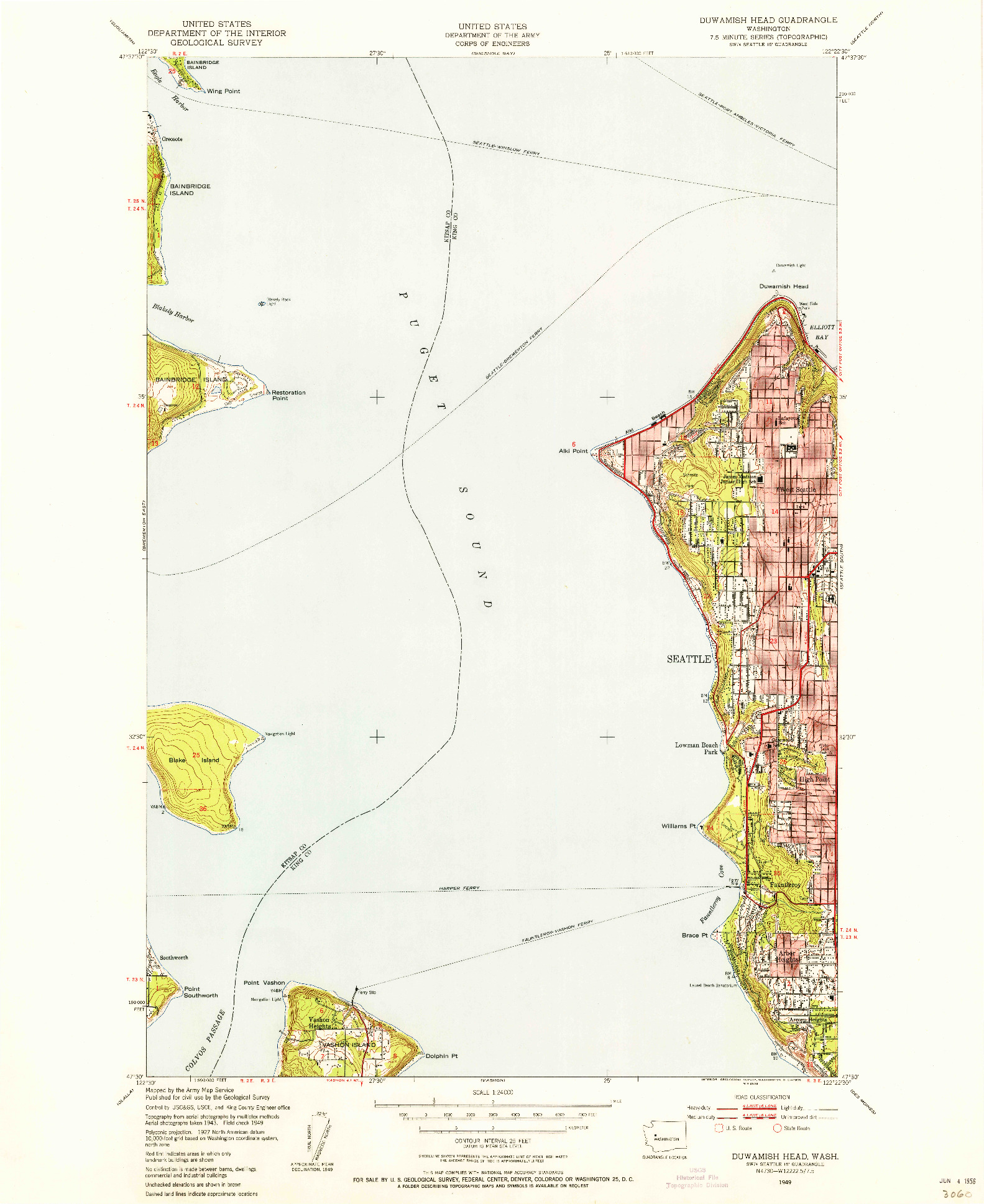 USGS 1:24000-SCALE QUADRANGLE FOR DUWAMISH HEAD, WA 1949