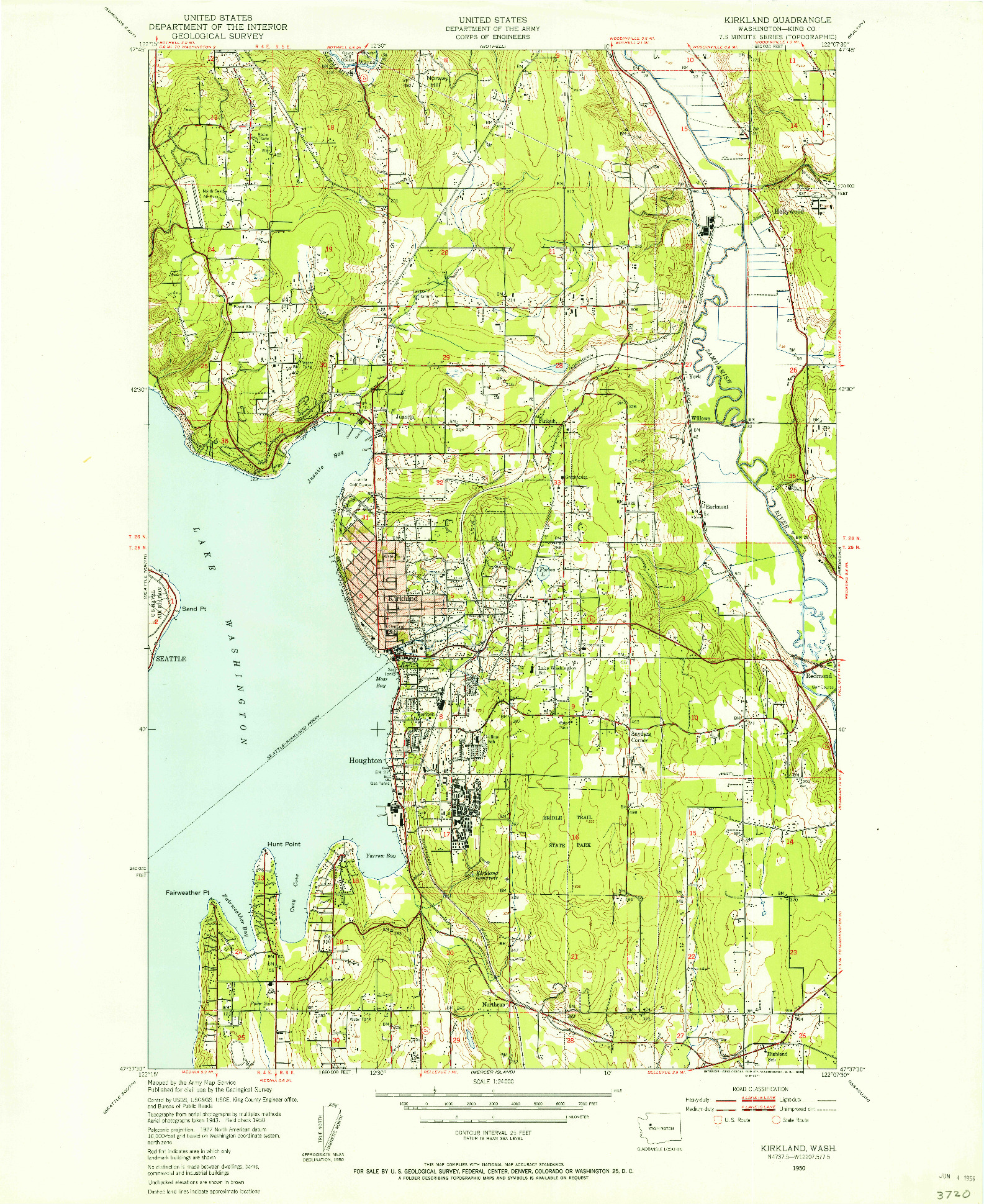 USGS 1:24000-SCALE QUADRANGLE FOR KIRKLAND, WA 1950